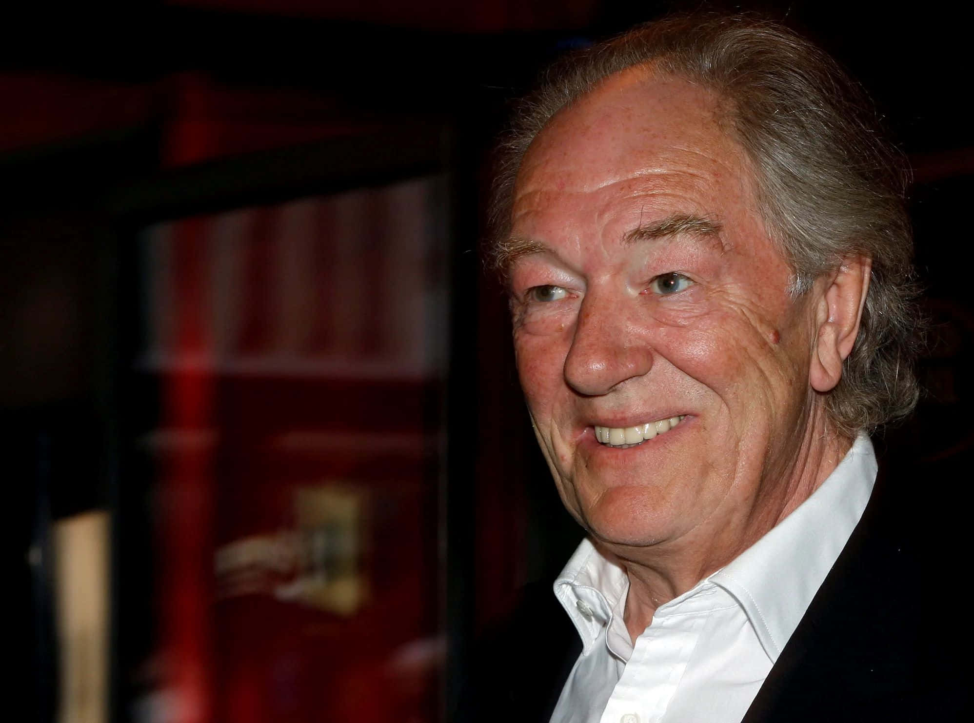 Michael Gambon, gray hair, white shirt, Full HD Desktop Wallpaper