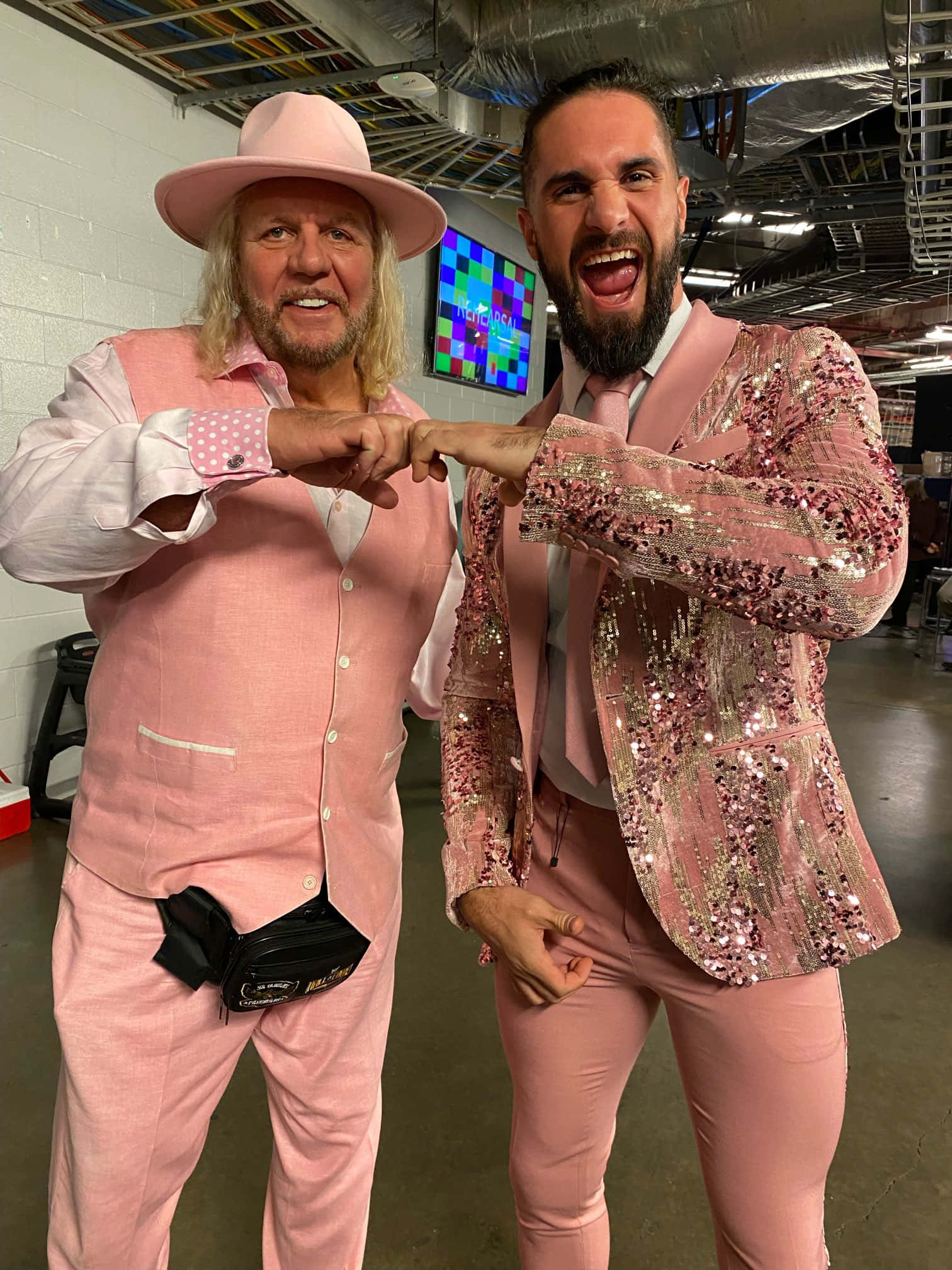 Michael Hayes, pink suit, backstage, Full HD Phone Wallpaper