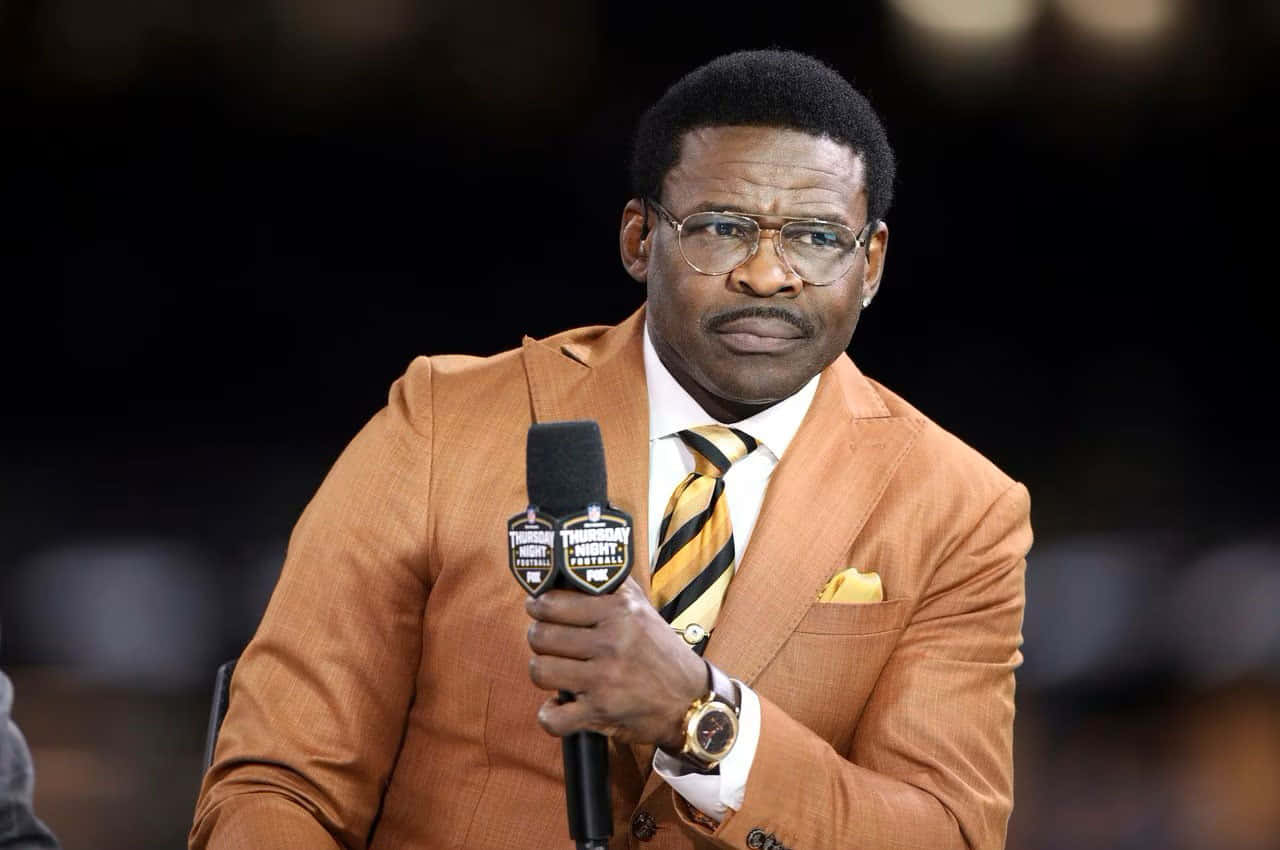 Michael Irvin, tan suit, glasses, HD Desktop Wallpaper