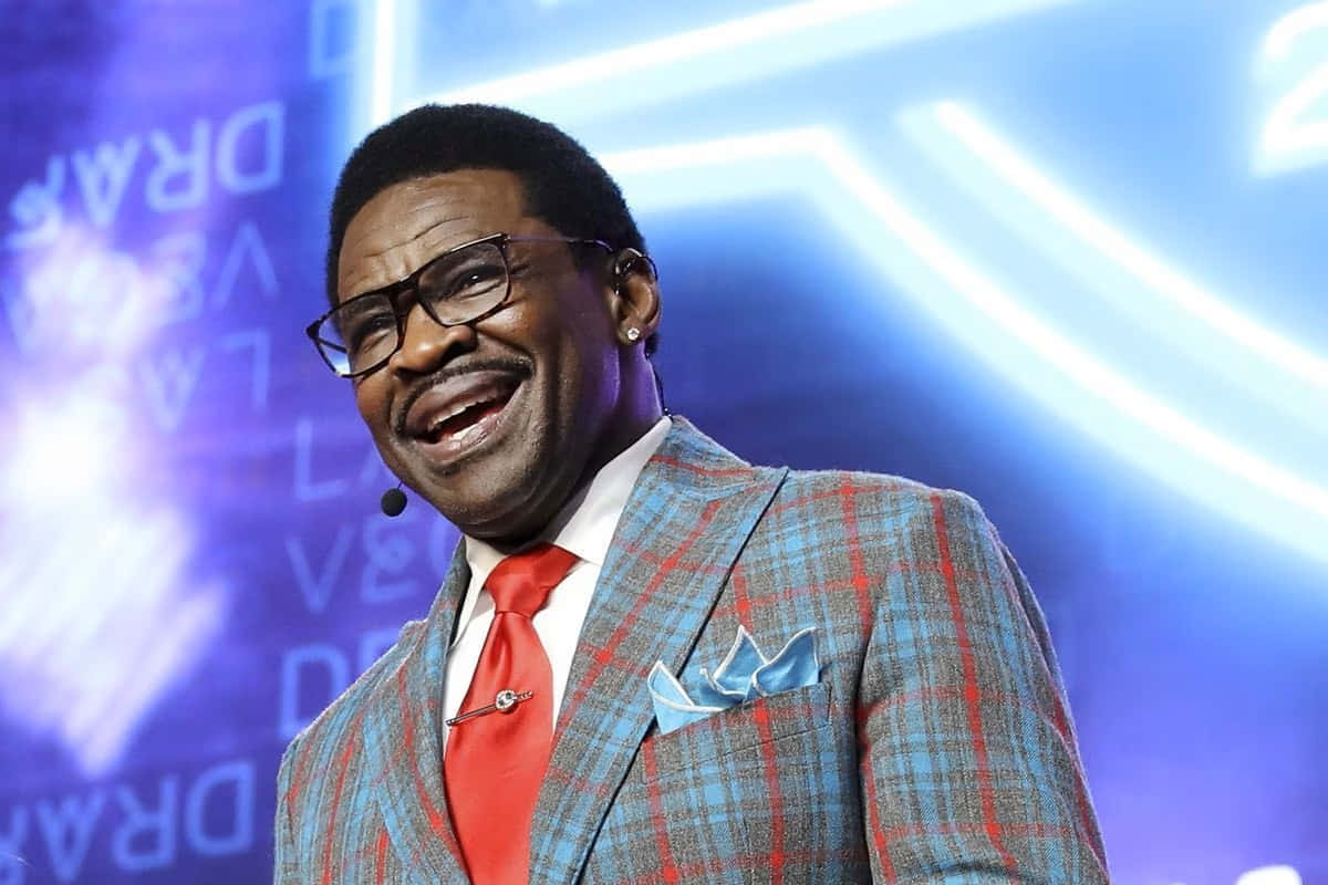 Michael Irvin, plaid suit, red tie, SD Desktop Wallpaper