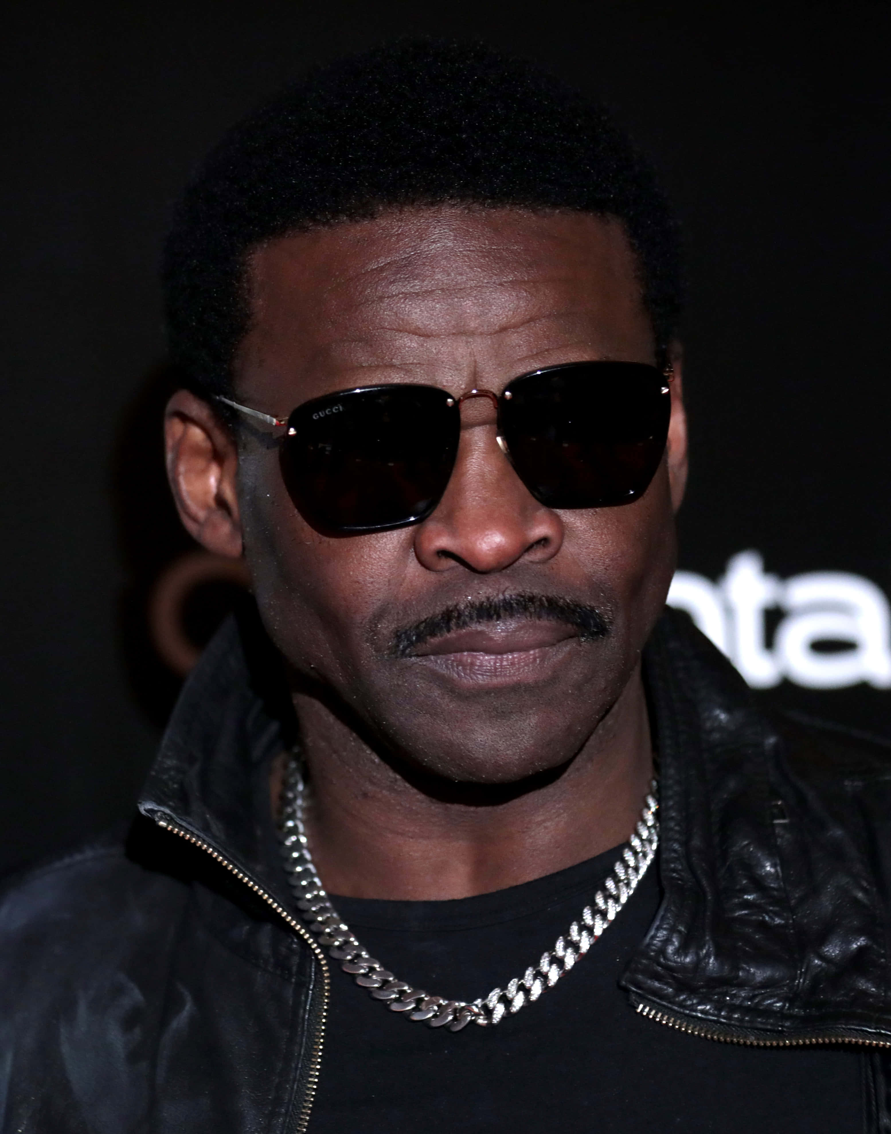 Michael Irvin, dark sunglasses, black leather jacket, 4K Phone Wallpaper