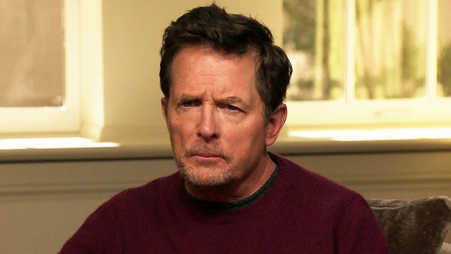 Michael J. Fox, maroon sweater, soft natural light, Full HD Desktop Wallpaper