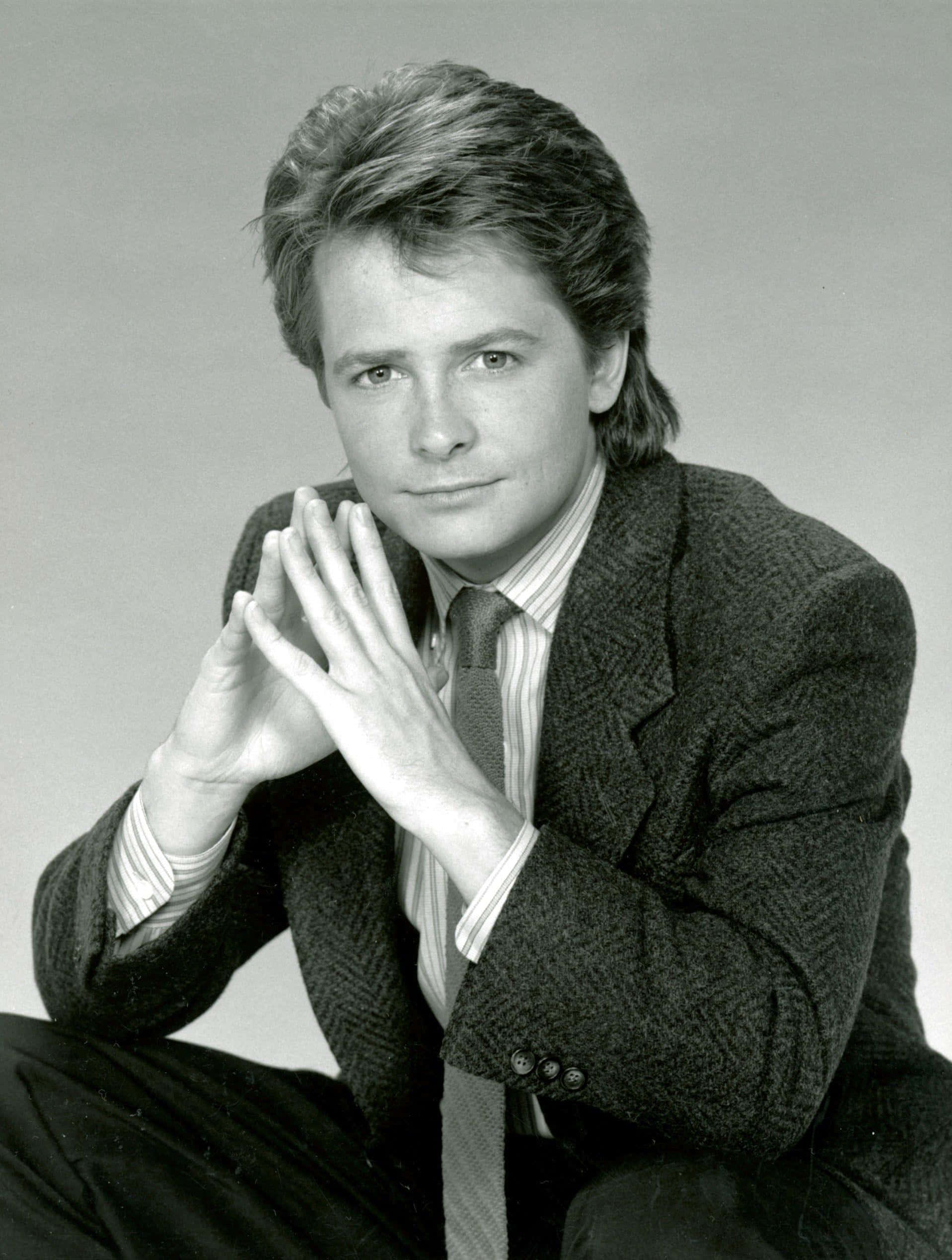 Michael J. Fox, studio, textured blazer, Full HD Phone Wallpaper