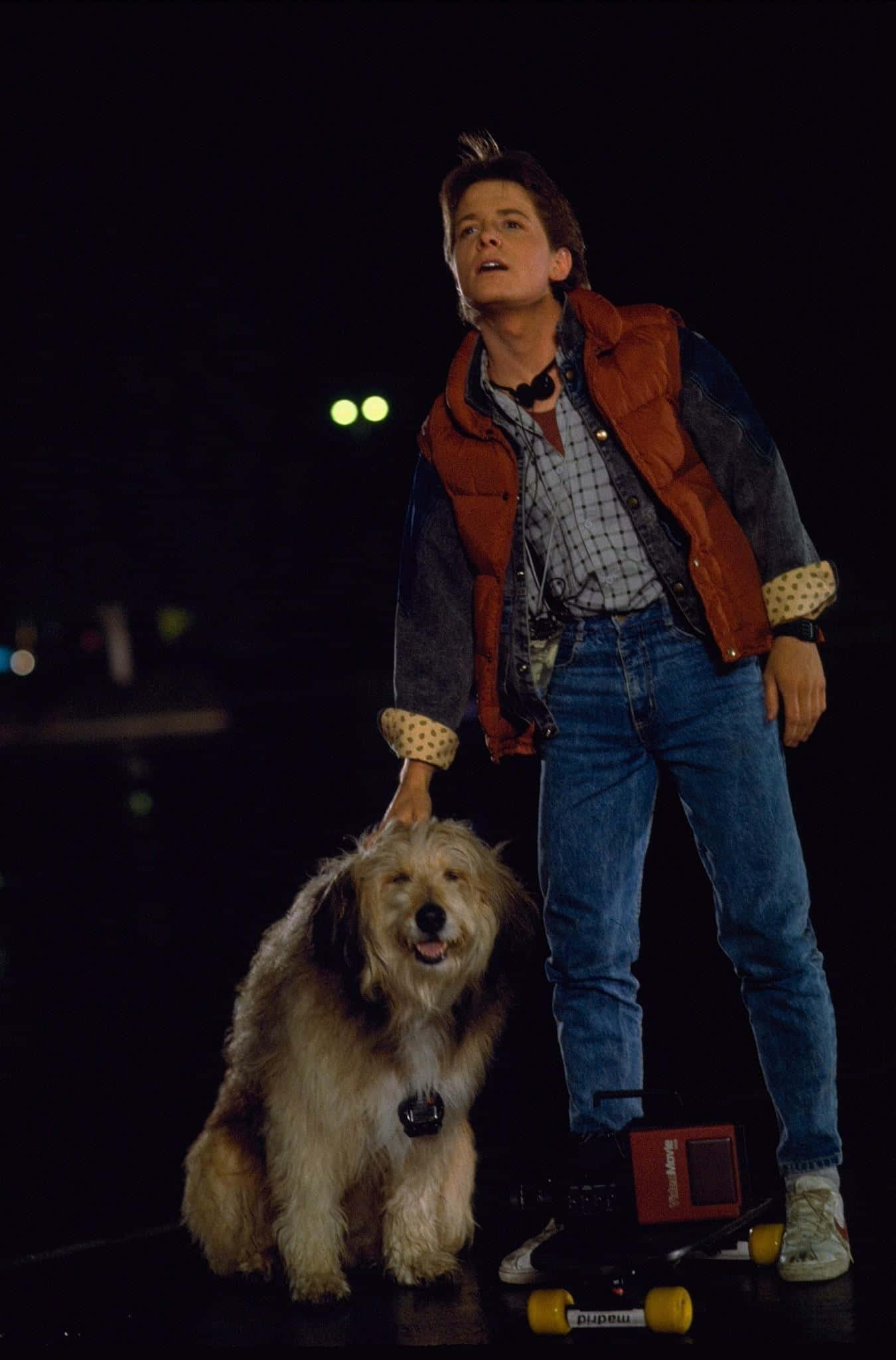 Michael J Fox, 80s attire, skateboard, Full HD Phone Wallpaper
