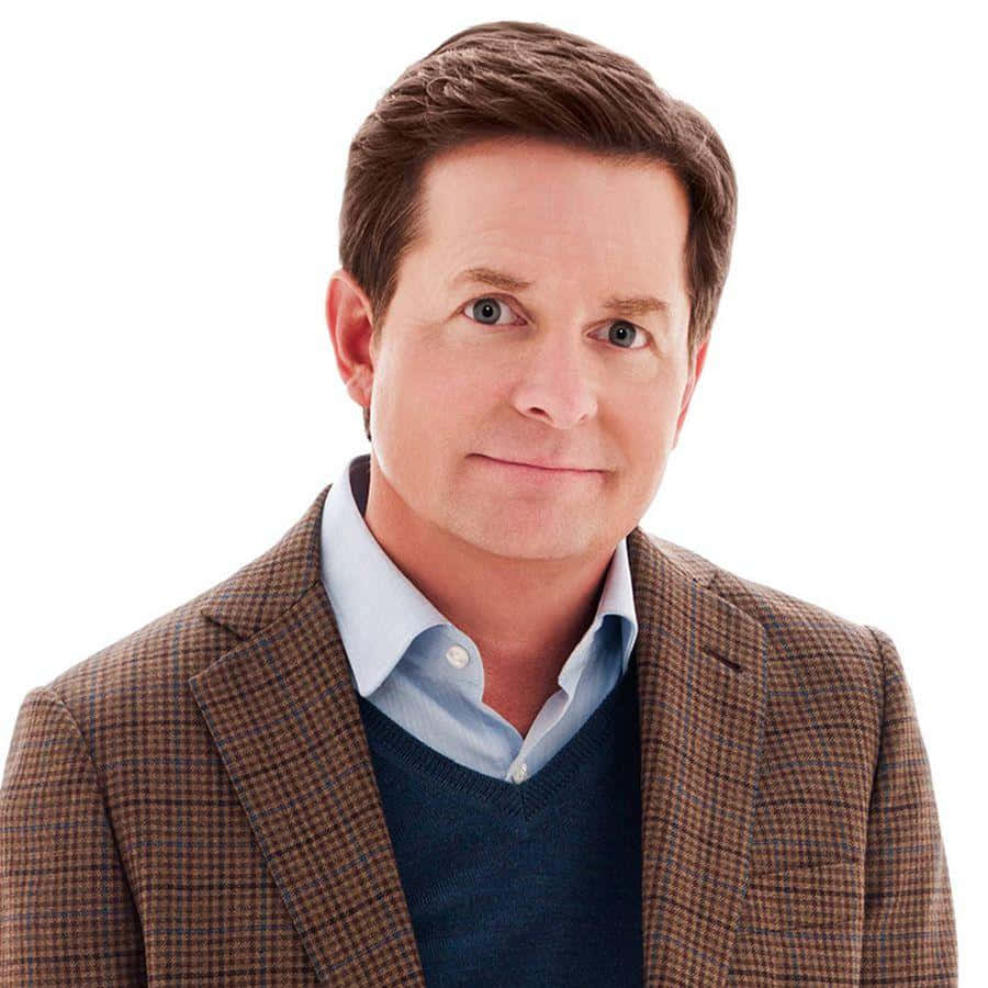 Michael J Fox, brown plaid blazer, blue sweater, SD Desktop Wallpaper