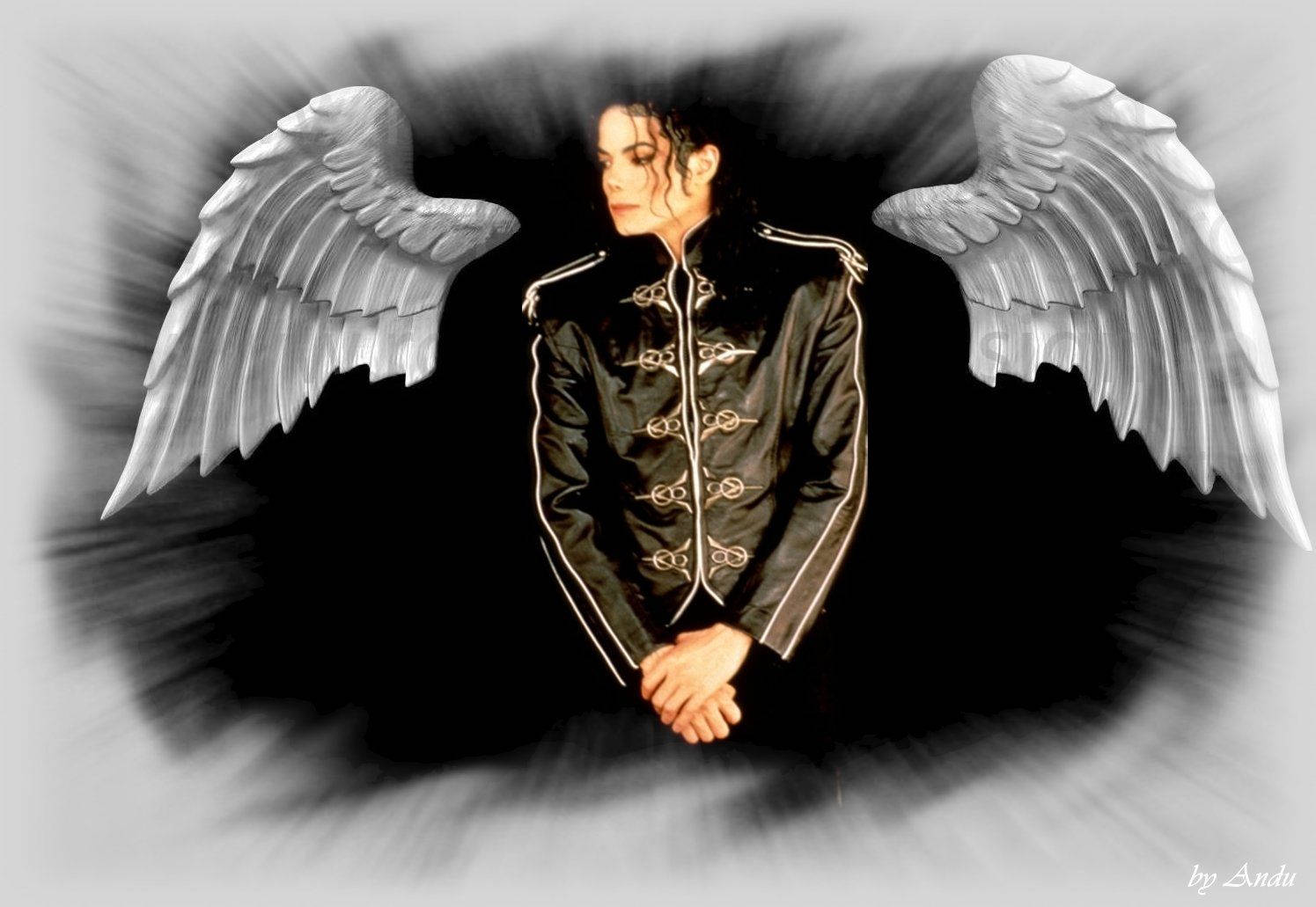 Michael Jackson, white angel wings, dark smoky background, HD Desktop Wallpaper