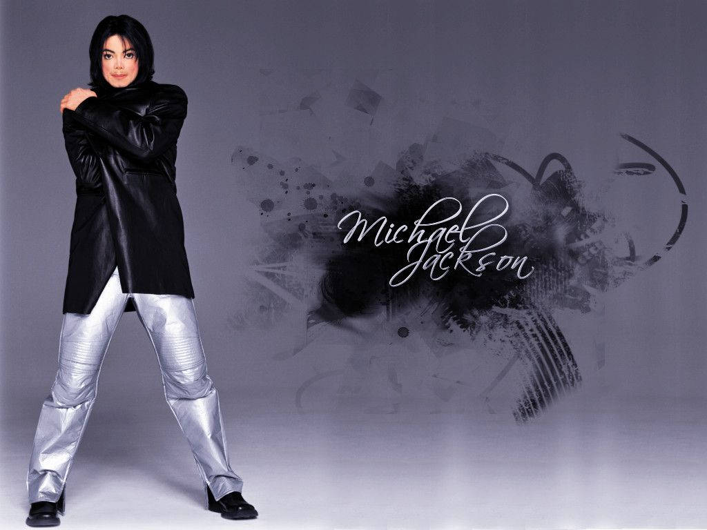 Michael Jackson, black leather coat, silver pants, SD Desktop Wallpaper
