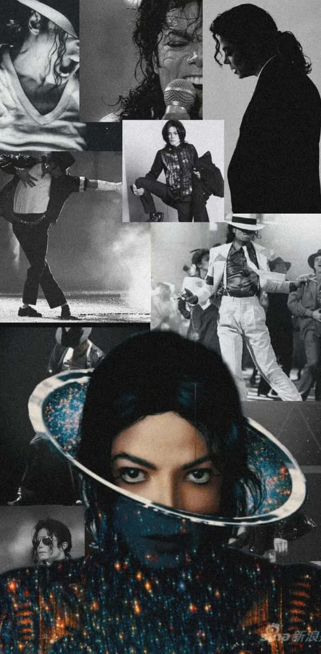 Michael Jackson, black and white performance shots, cosmic-themed portrait, HD Phone Wallpaper