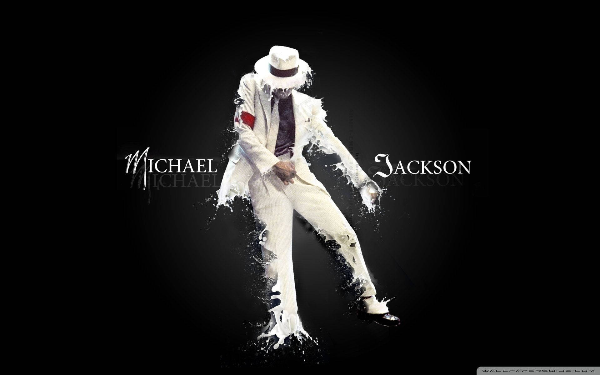 Michael Jackson, white suit, hat, Full HD Desktop Wallpaper