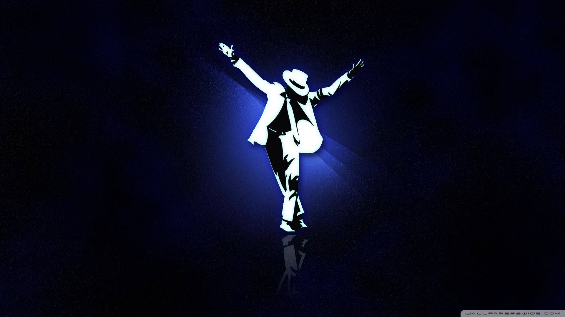 Michael Jackson, glowing white silhouette, suit and hat, Full HD Desktop Wallpaper