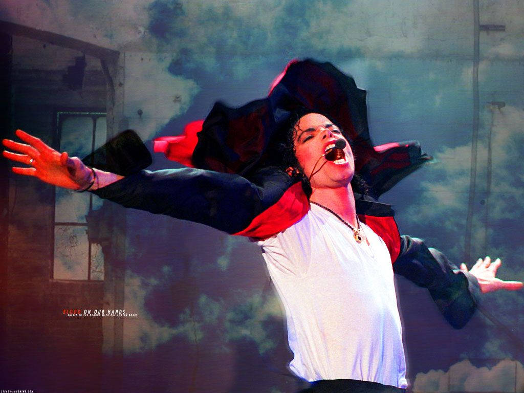 Michael Jackson, red and black jacket, smoky backdrop, SD Desktop Wallpaper