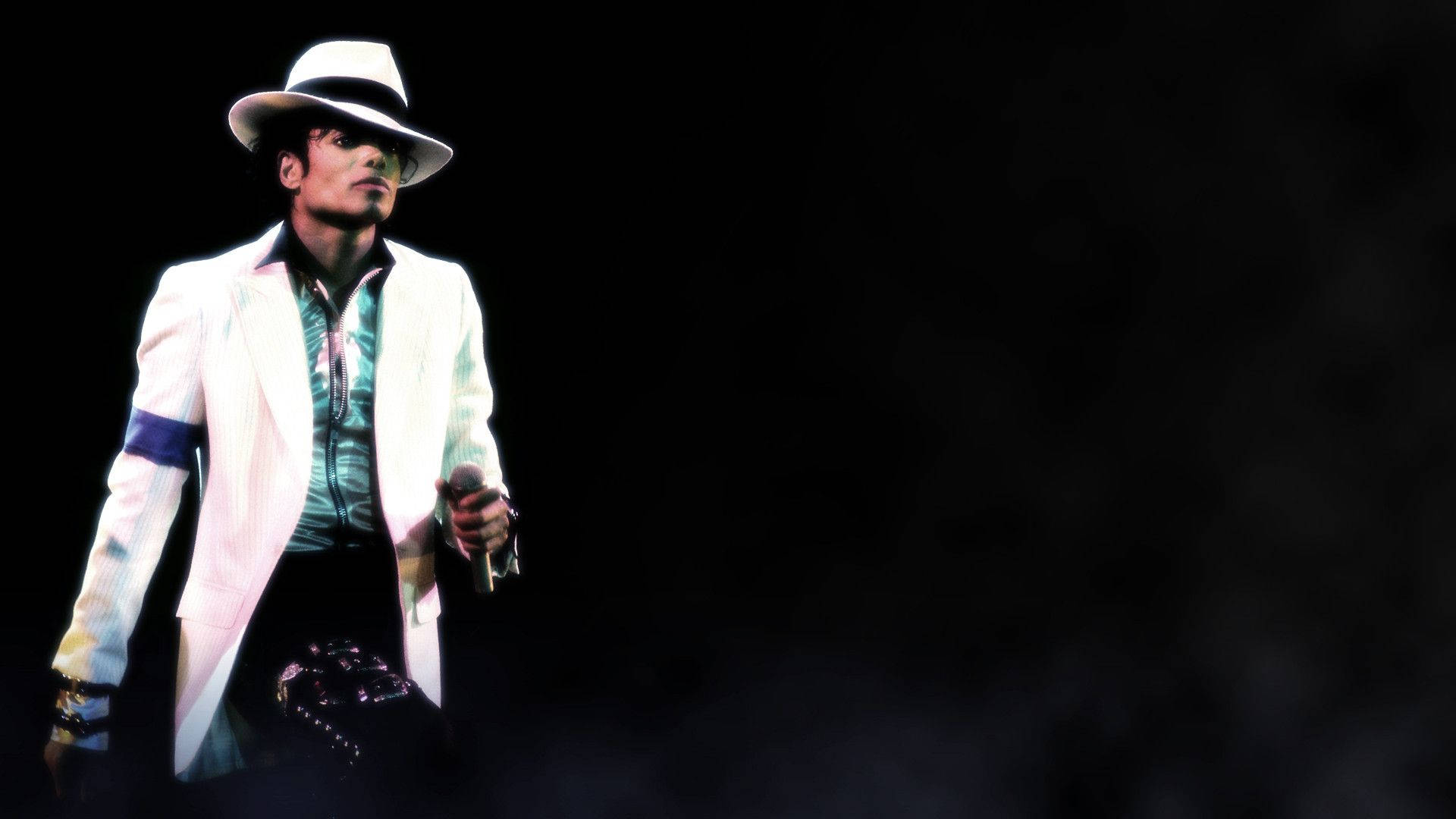 Michael Jackson, white suit, fedora, Full HD Desktop Wallpaper