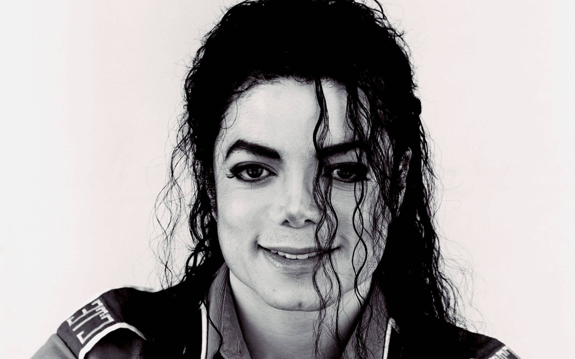 Michael Jackson, black and white portrait, wet curly hair, Full HD Desktop Wallpaper
