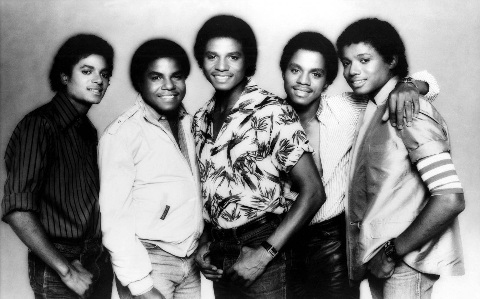 Jackson 5, 1970s attire, black and white portrait, HD Desktop Wallpaper