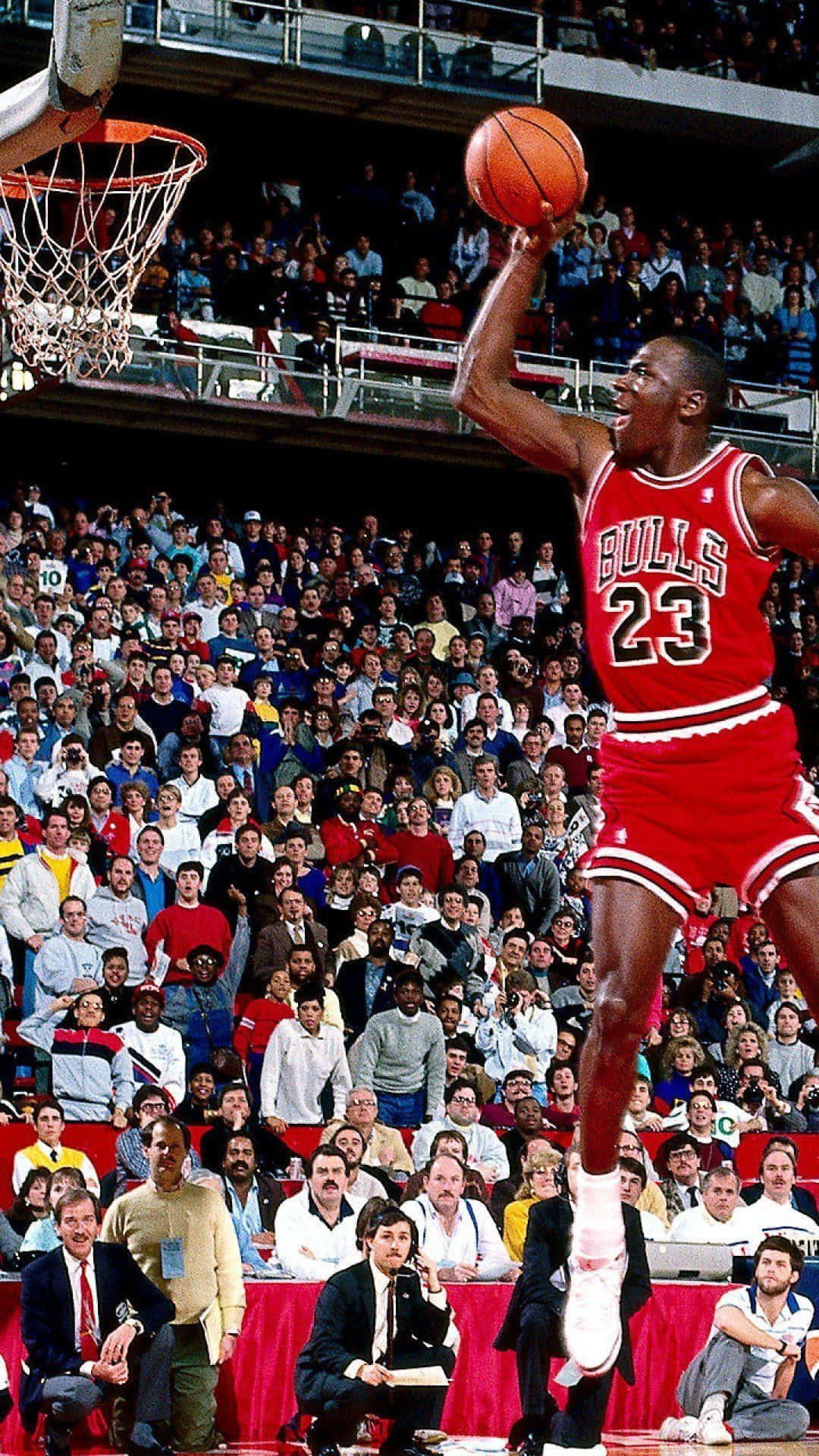 Michael Jordan, red Bulls jersey, dunk, Full HD Phone Wallpaper