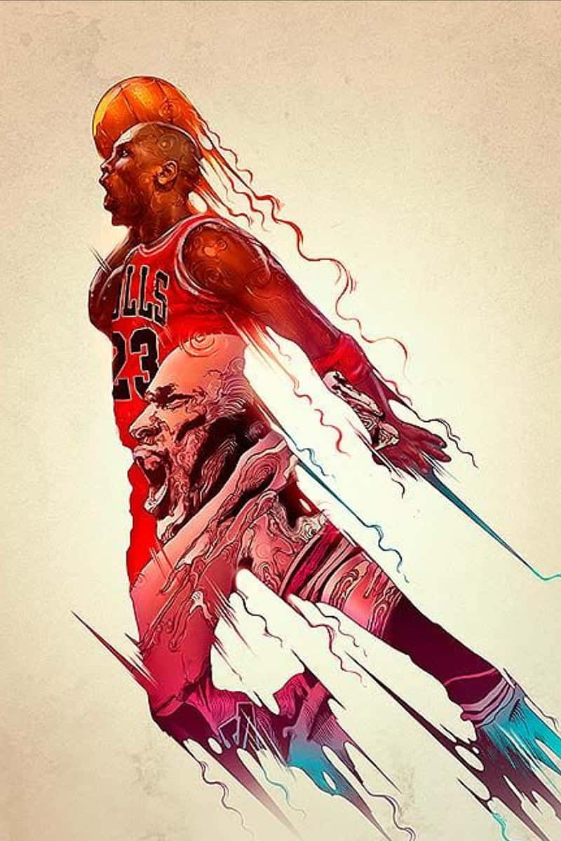 Michael Jordan, dunk, red, SD Phone Wallpaper
