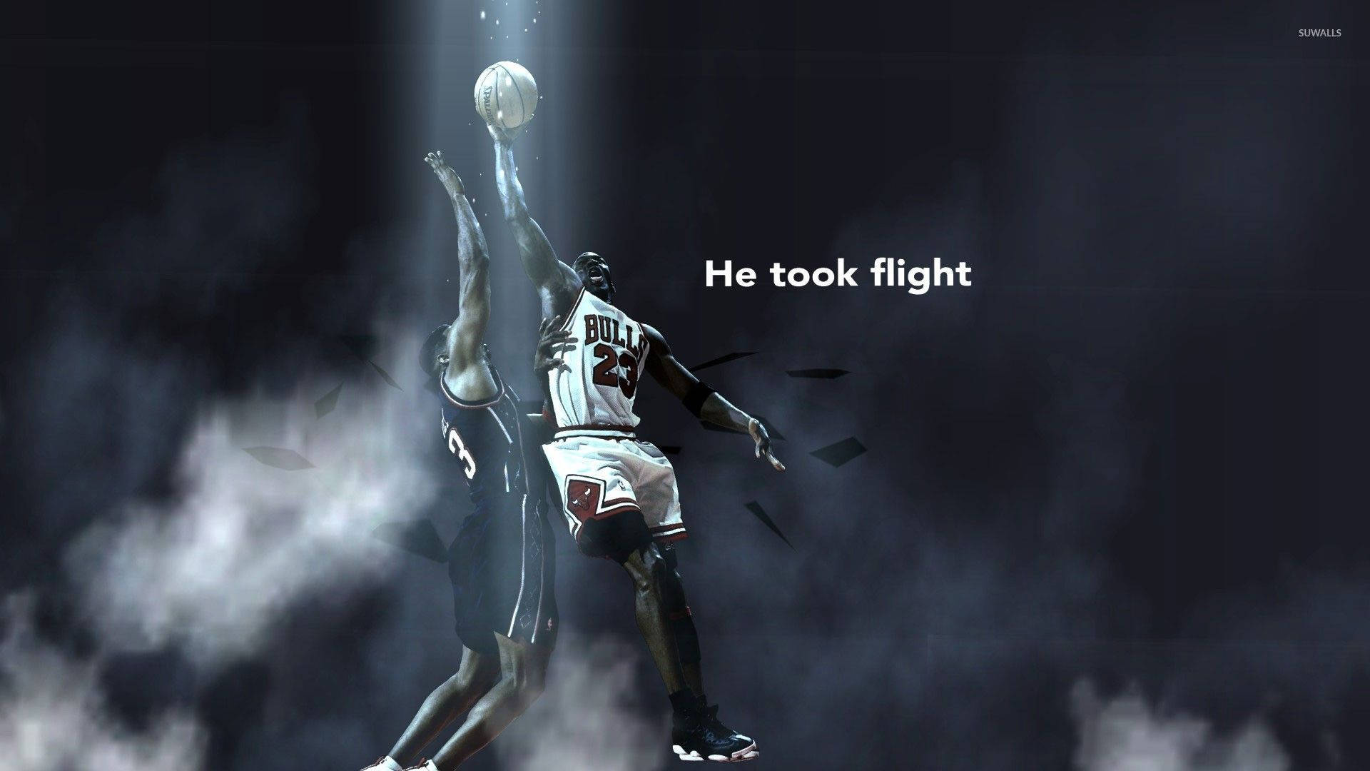 Michael Jordan, dramatic dunk, smoke effects, Full HD Desktop Wallpaper