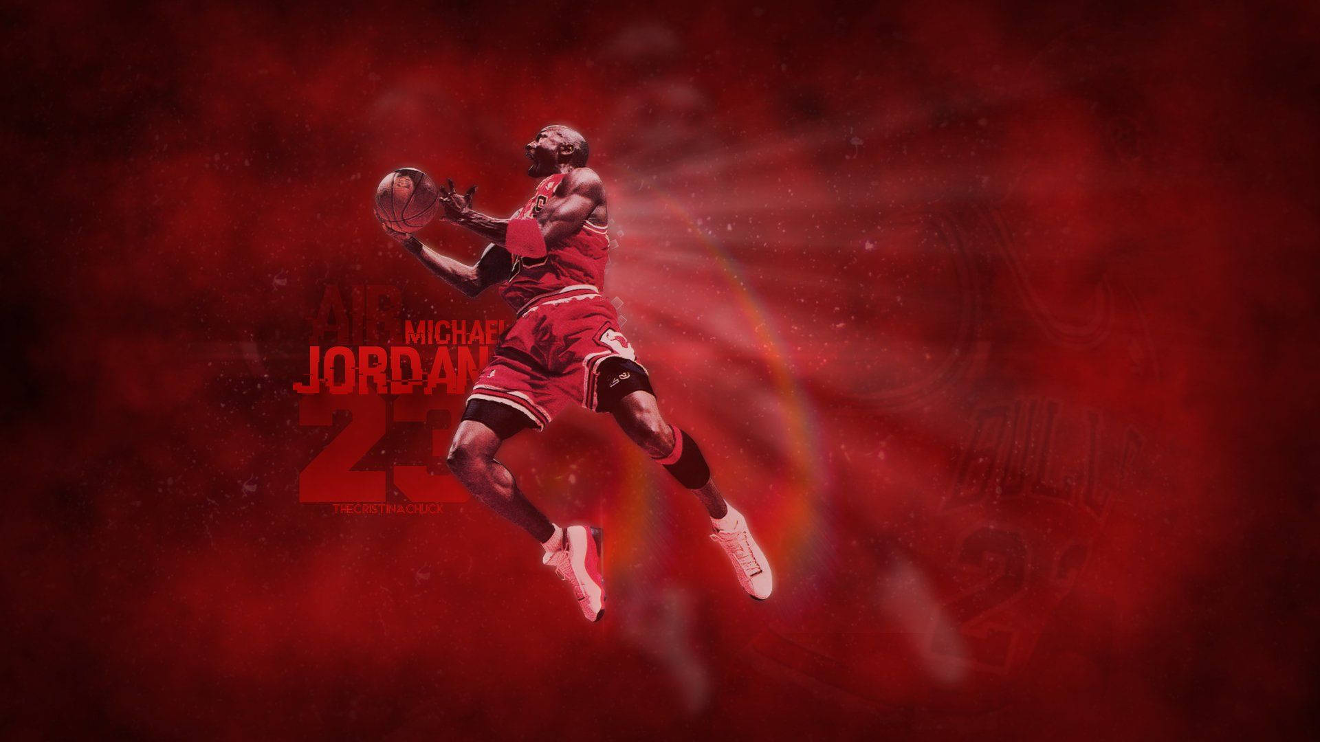 Michael Jordan, red Bulls jersey, fiery red abstract background, Full HD Desktop Wallpaper