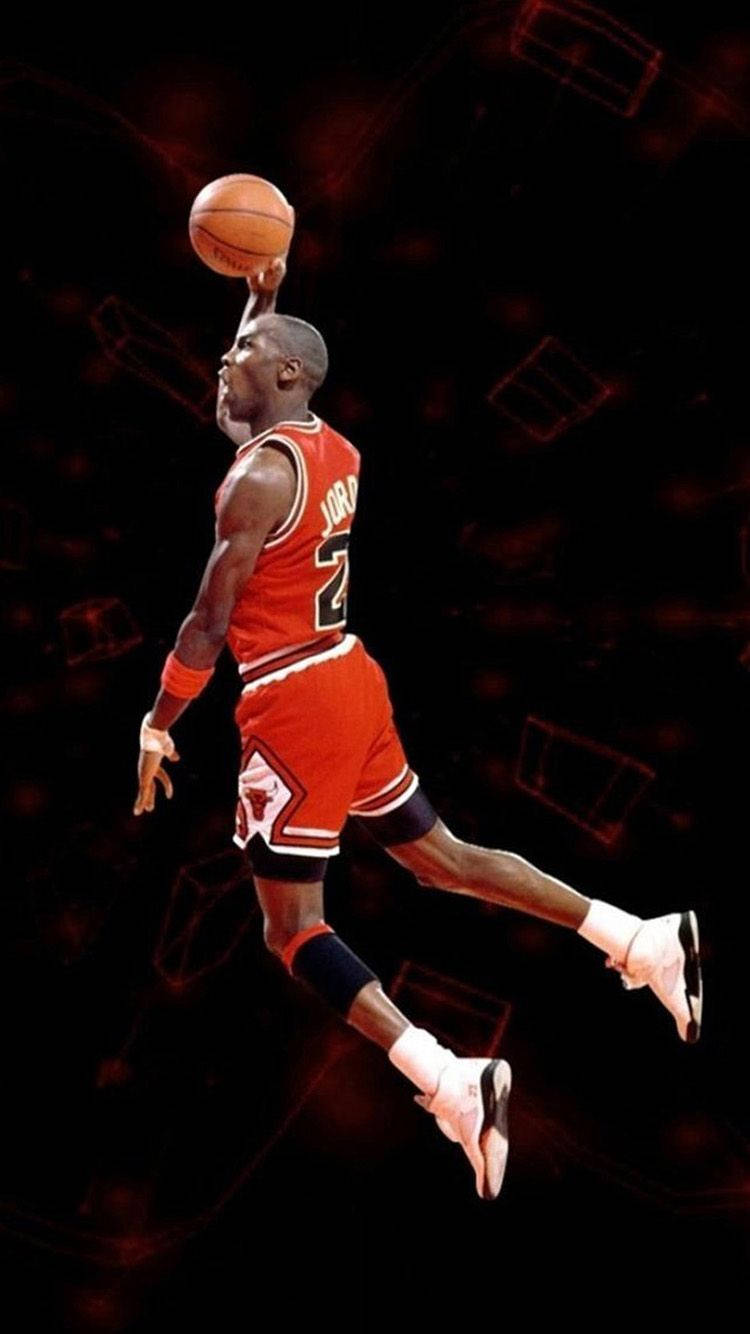 Michael Jordan, red Chicago Bulls jersey, basketball, HD Phone Wallpaper