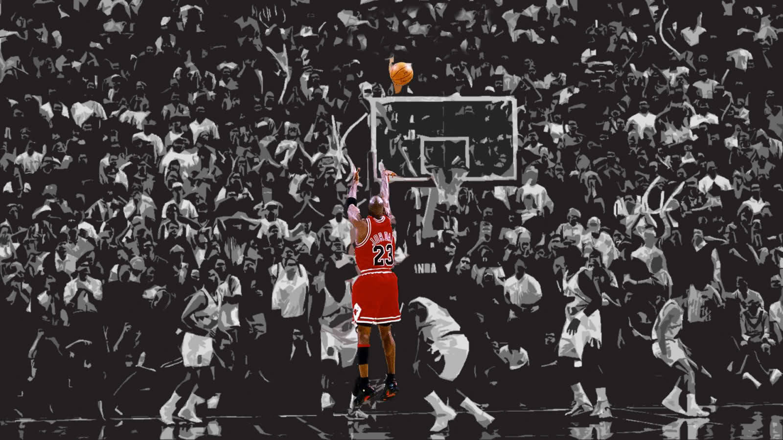 Michael Jordan, red jersey, dunks the ball, HD Desktop Wallpaper