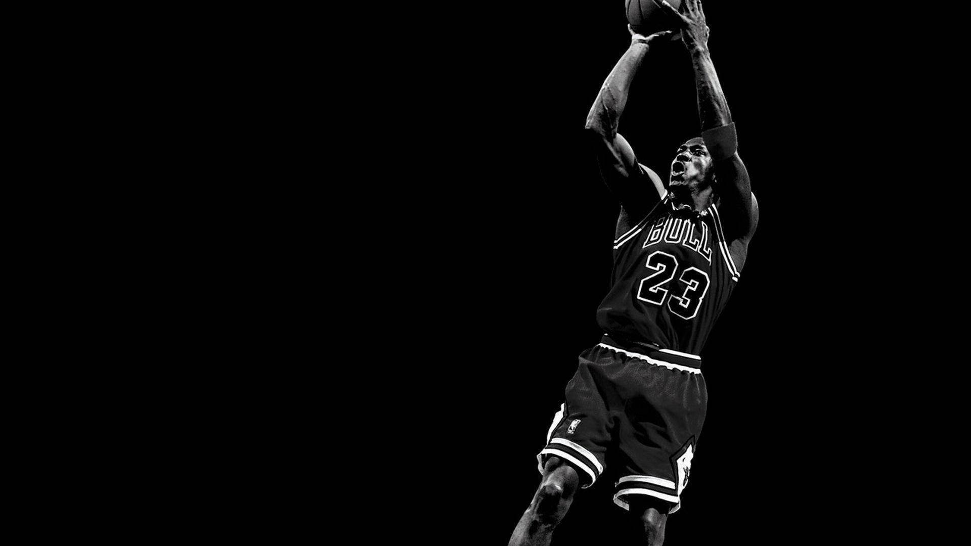 Michael Jordan, silhouette, mid-air dunking, Full HD Desktop Wallpaper