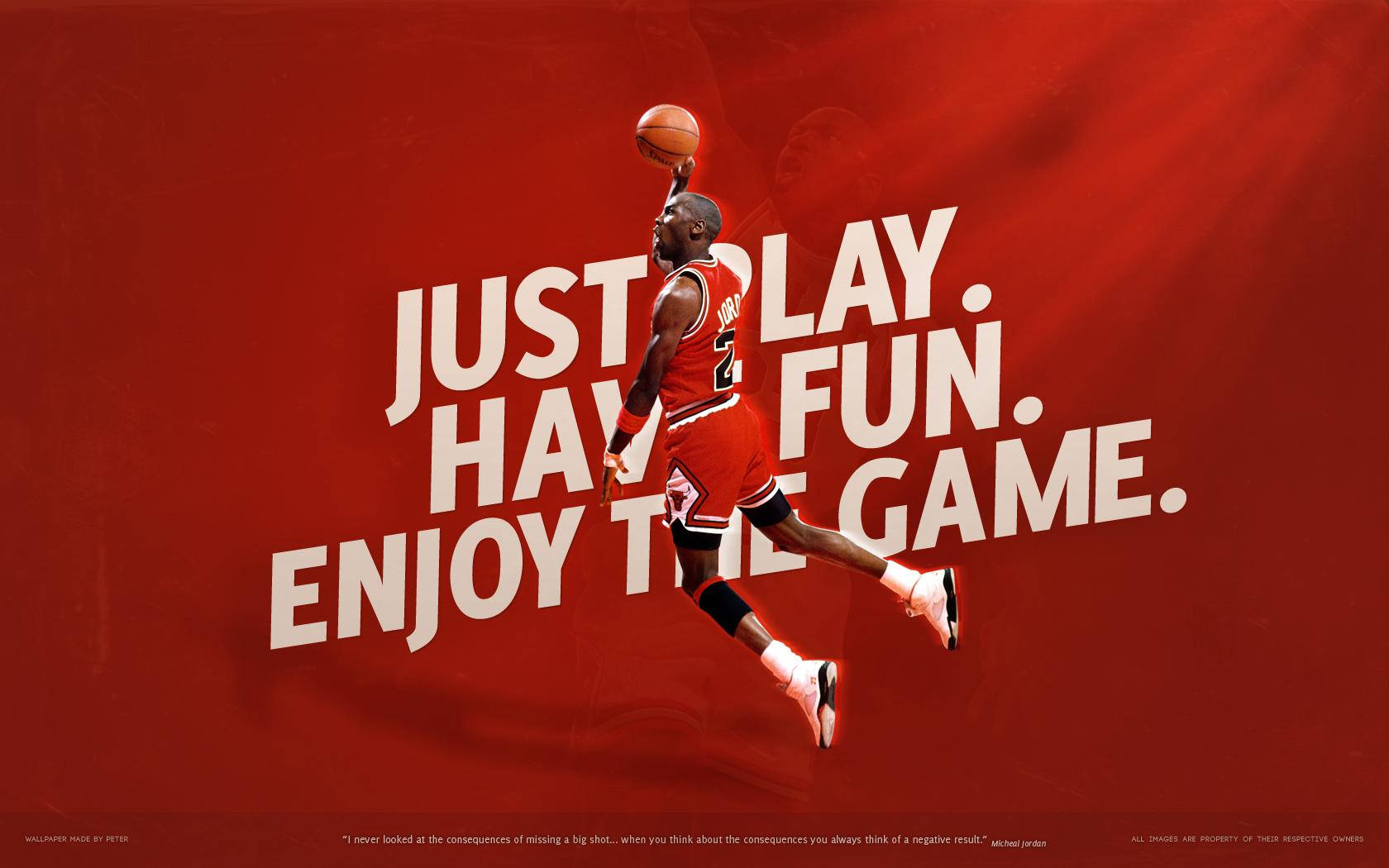 Michael Jordan, Just Play, red background, HD Desktop Wallpaper