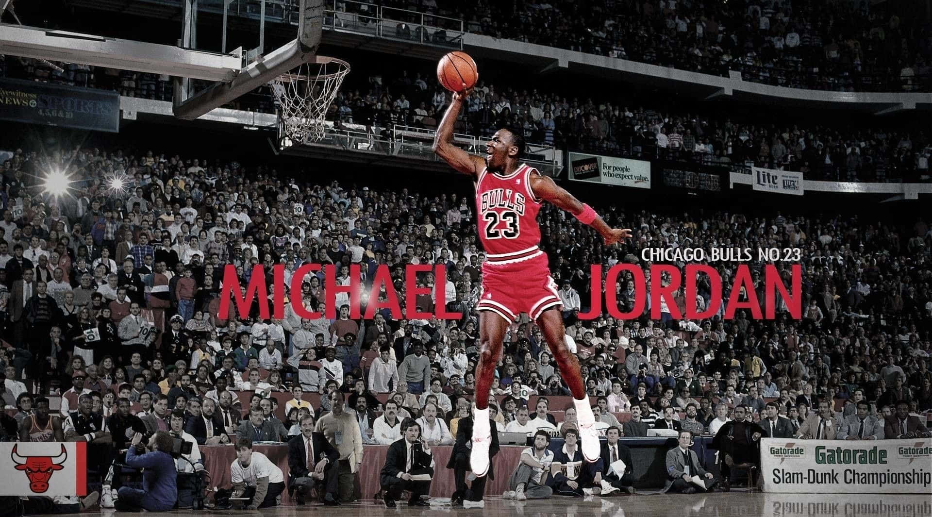 Michael Jordan, red Bulls jersey, 1996 Slam Dunk Championship, Full HD Desktop Wallpaper