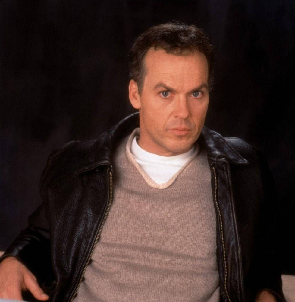 Michael Keaton, black leather jacket, beige sweater, SD Phone Wallpaper