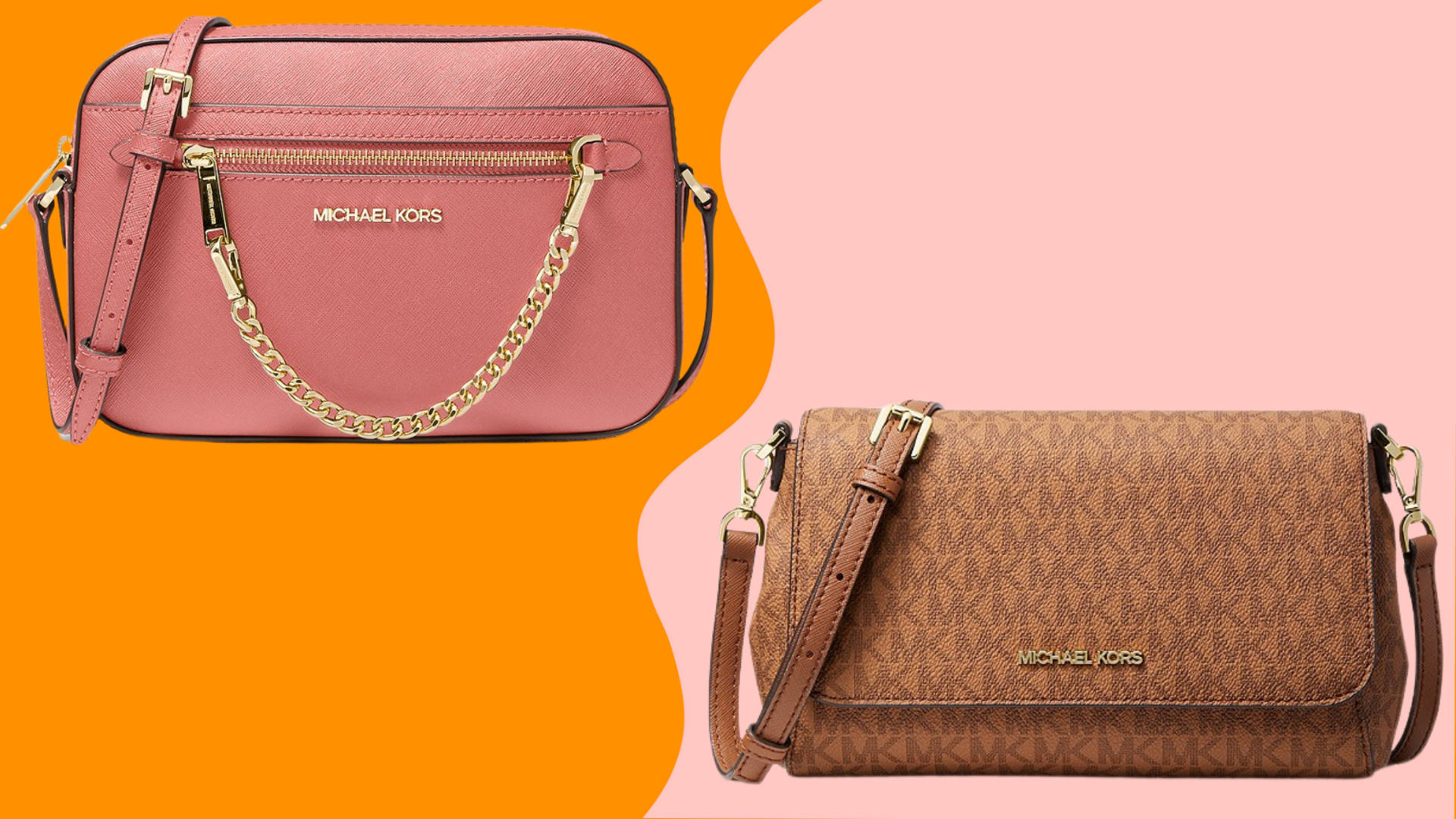 Michael Kors, contrasting hand bags, pink crossbody bag, Full HD Desktop Wallpaper