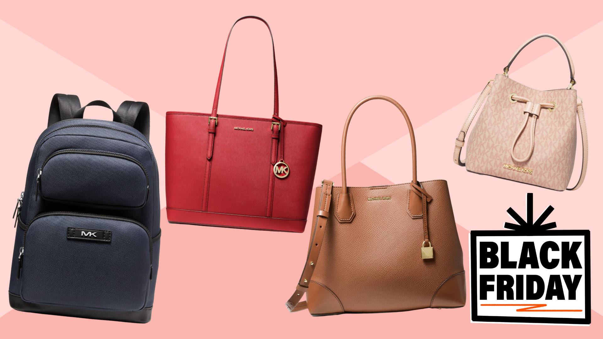 Michael Kors, navy backpack, red tote, Full HD Desktop Wallpaper