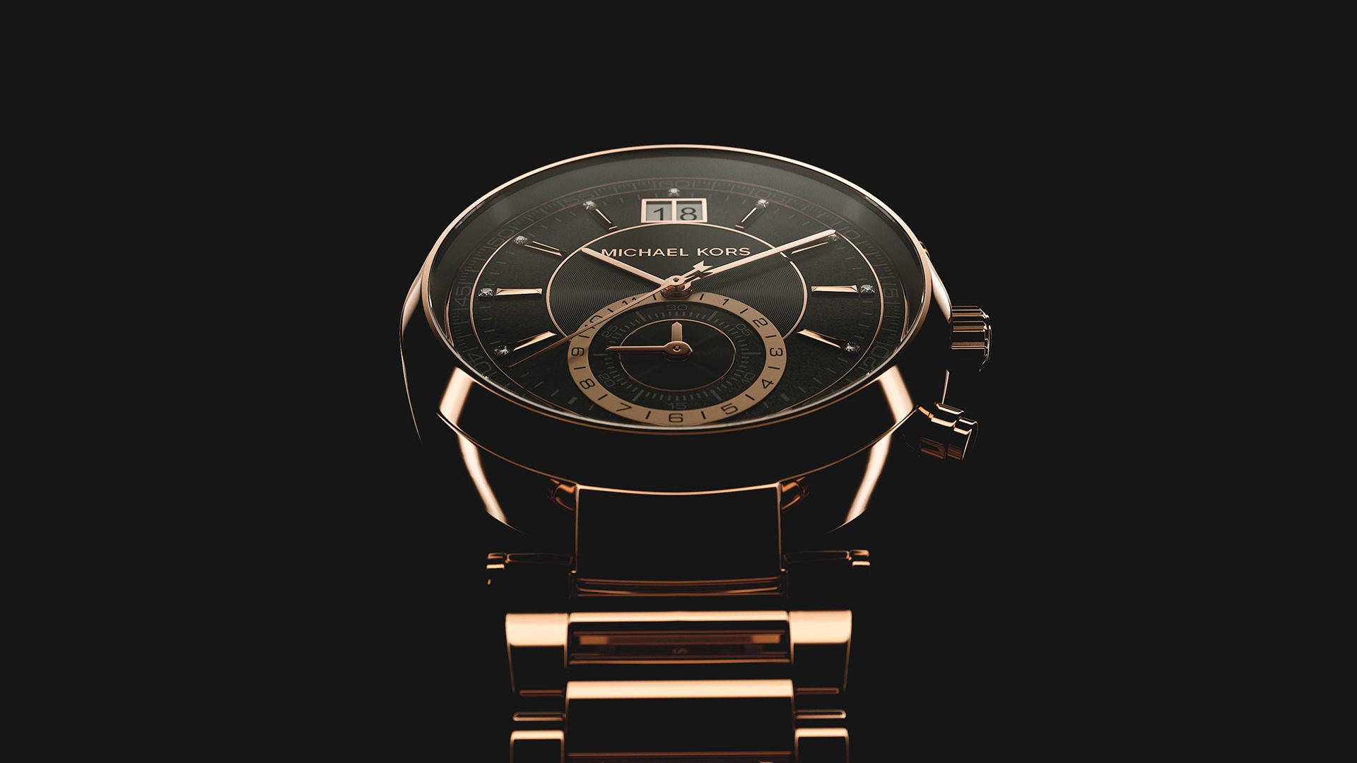 Michael Kors, rose gold, black dial, Full HD Desktop Wallpaper