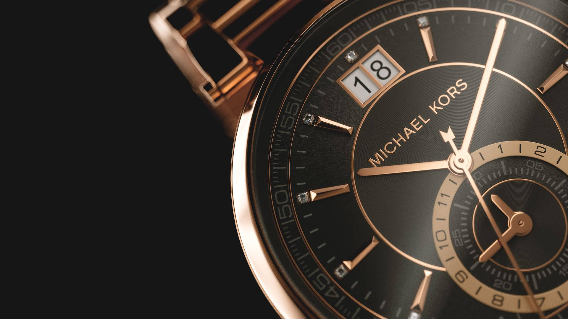 Michael Kors, rose gold accents, black dial, Full HD Desktop Wallpaper