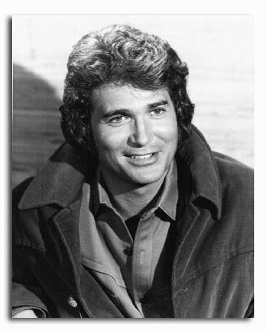 Michael Landon, black and white portrait, curly hair, HD Phone Wallpaper