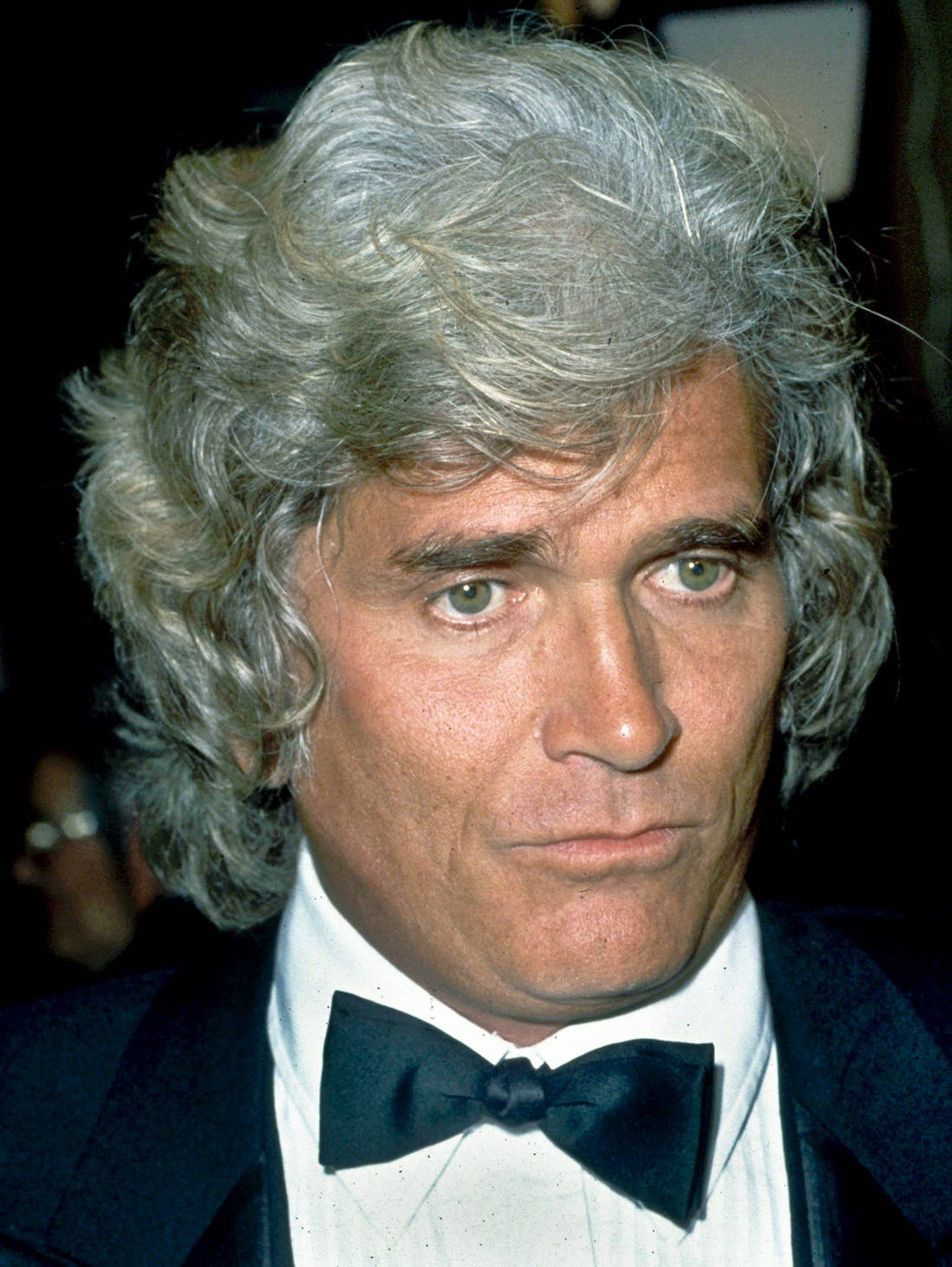 Michael Landon, silver hair, black tuxedo bow tie, HD Phone Wallpaper