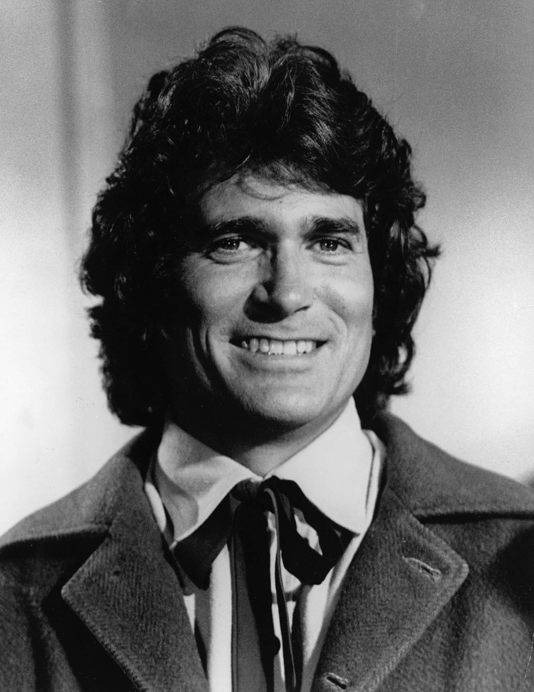 Michael Landon, black and white portrait, curly hair, HD Phone Wallpaper