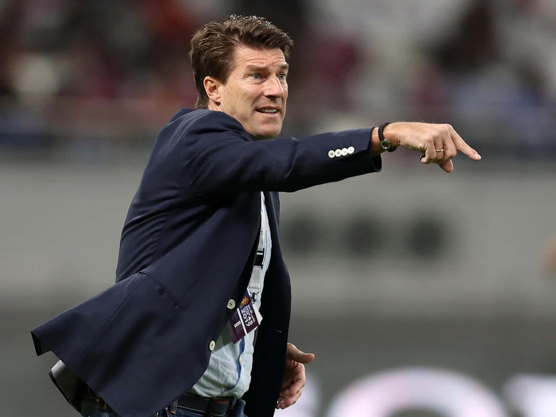 Michael Laudrup, navy blazer, stadium lights, Full HD Desktop Wallpaper
