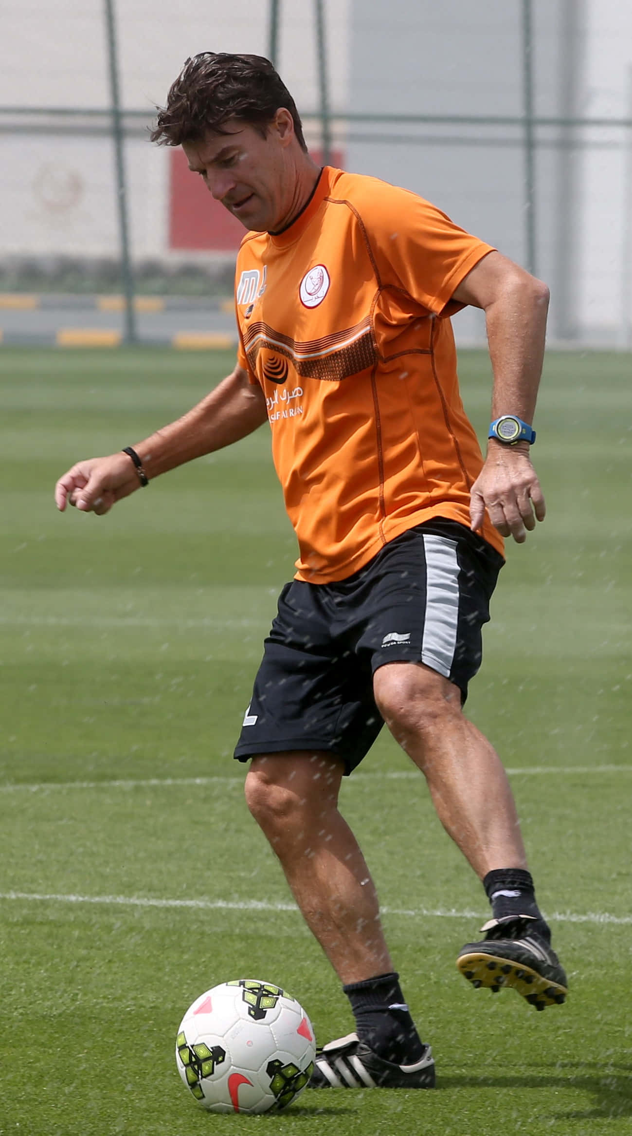 Michael Laudrup, orange jersey, soccer ball, Full HD Phone Wallpaper