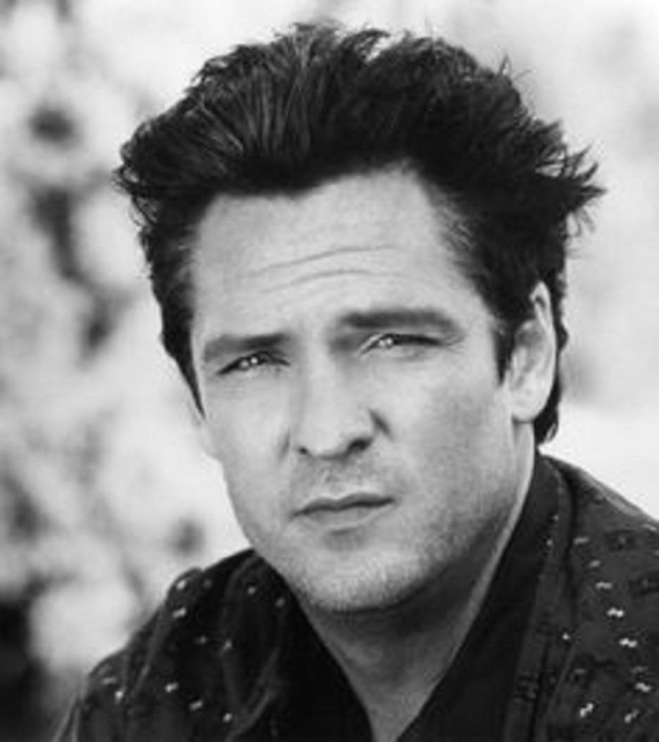 Michael Madsen, black and white portrait, tousled hair, SD Phone Wallpaper