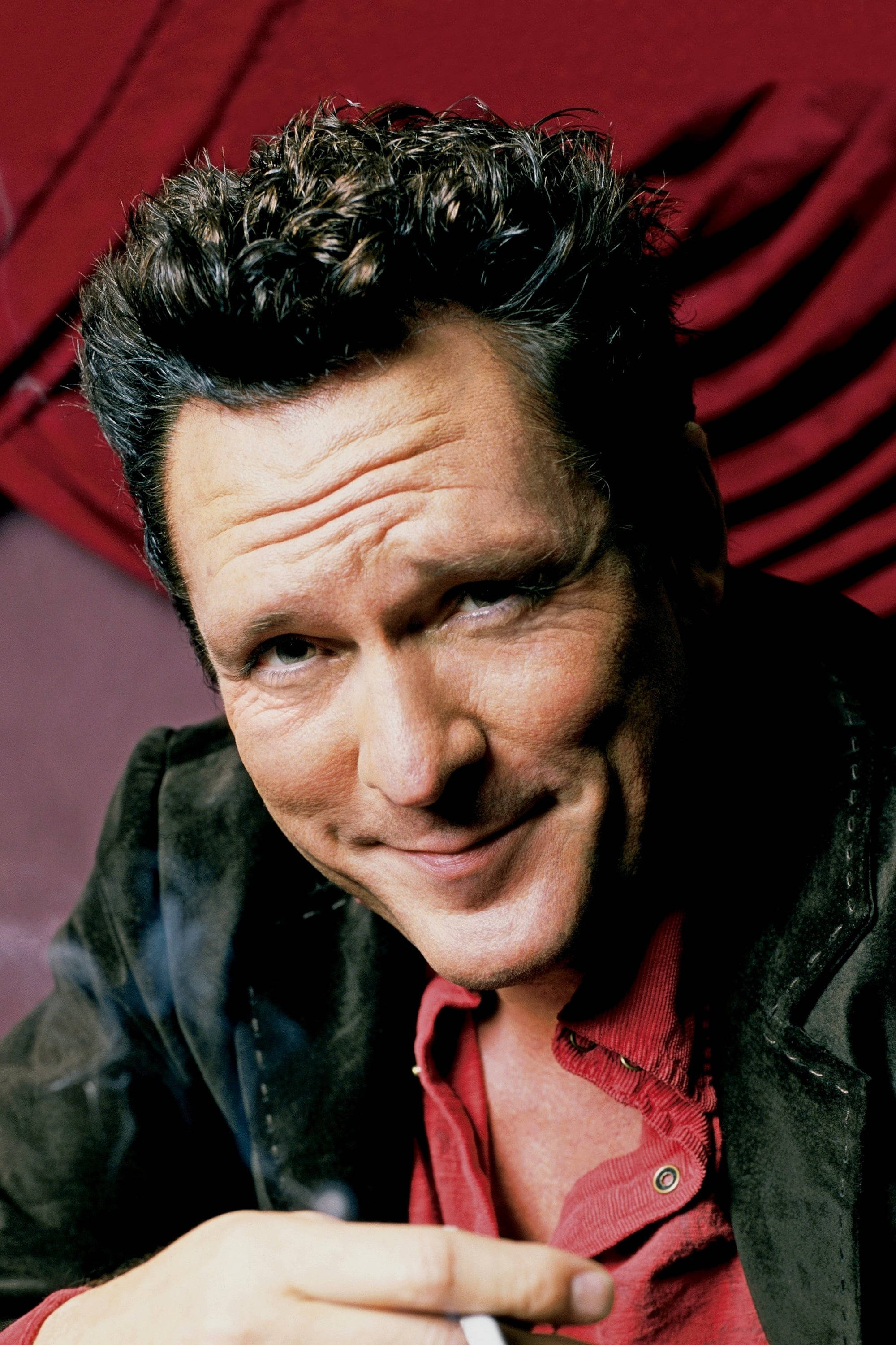 Michael Madsen, cigarette, red draped background, 2K Phone Wallpaper