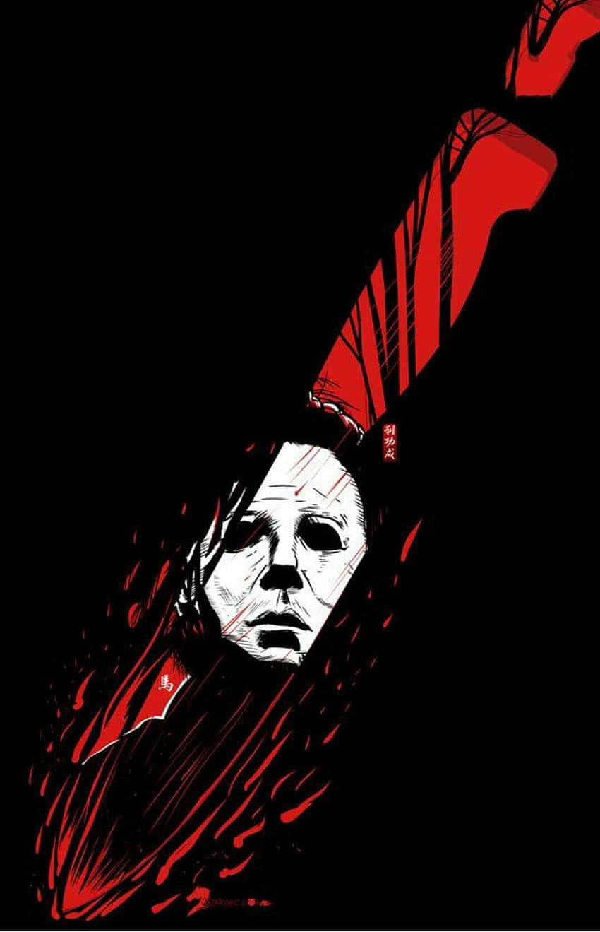 Michael Myers, white mask, red blood splatter, HD Phone Wallpaper