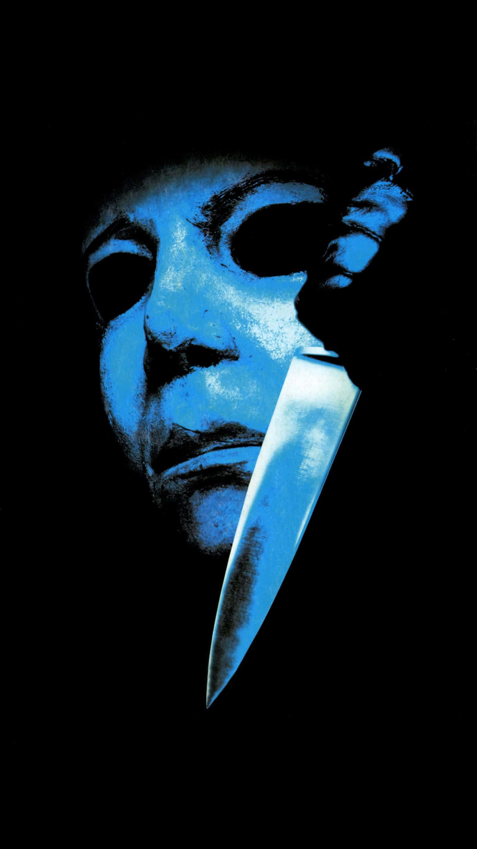 Michael Myers, blue-lit, masked figure, 2K Phone Wallpaper