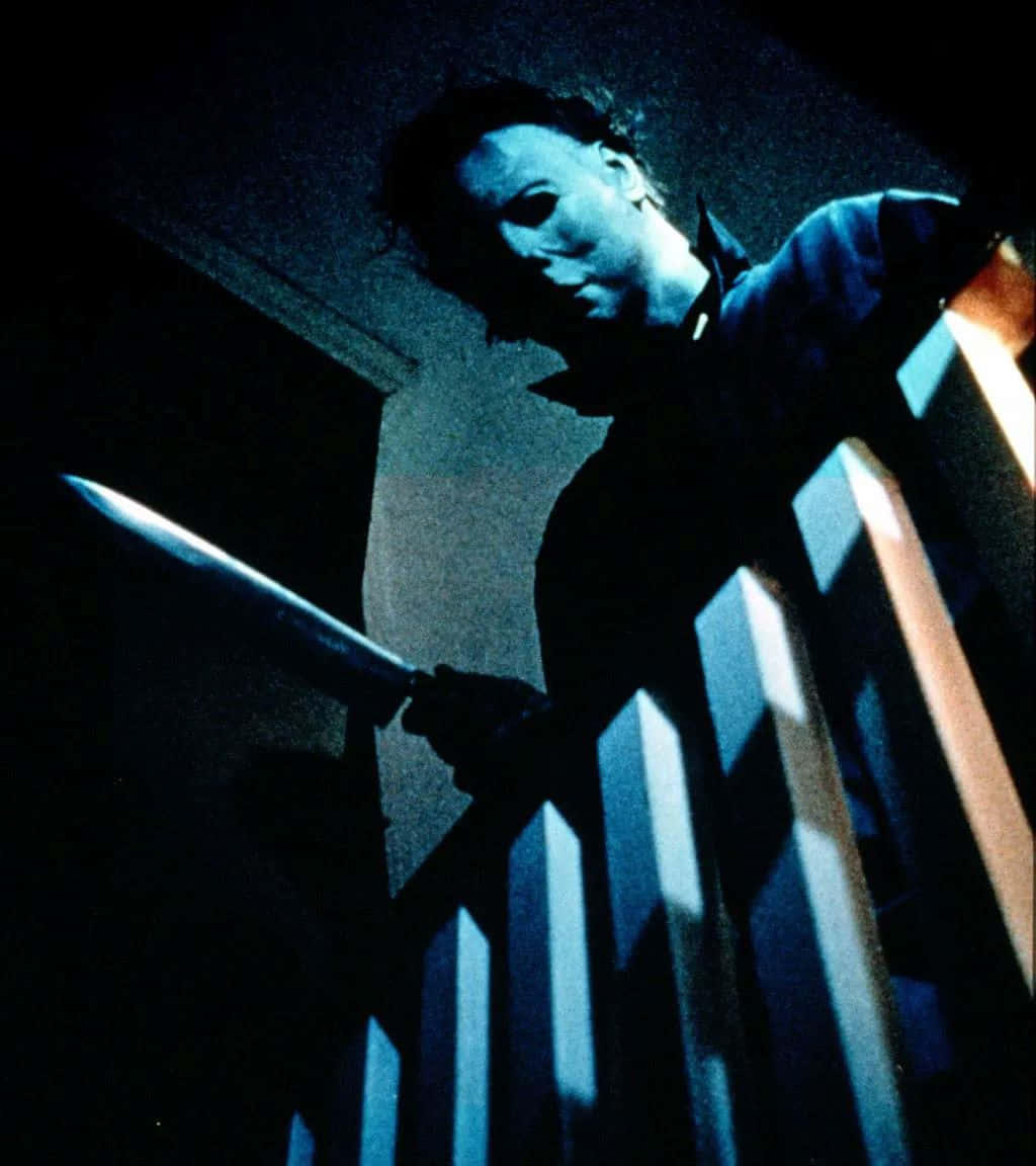 Michael Myers, knife, blue shirt, SD Phone Wallpaper