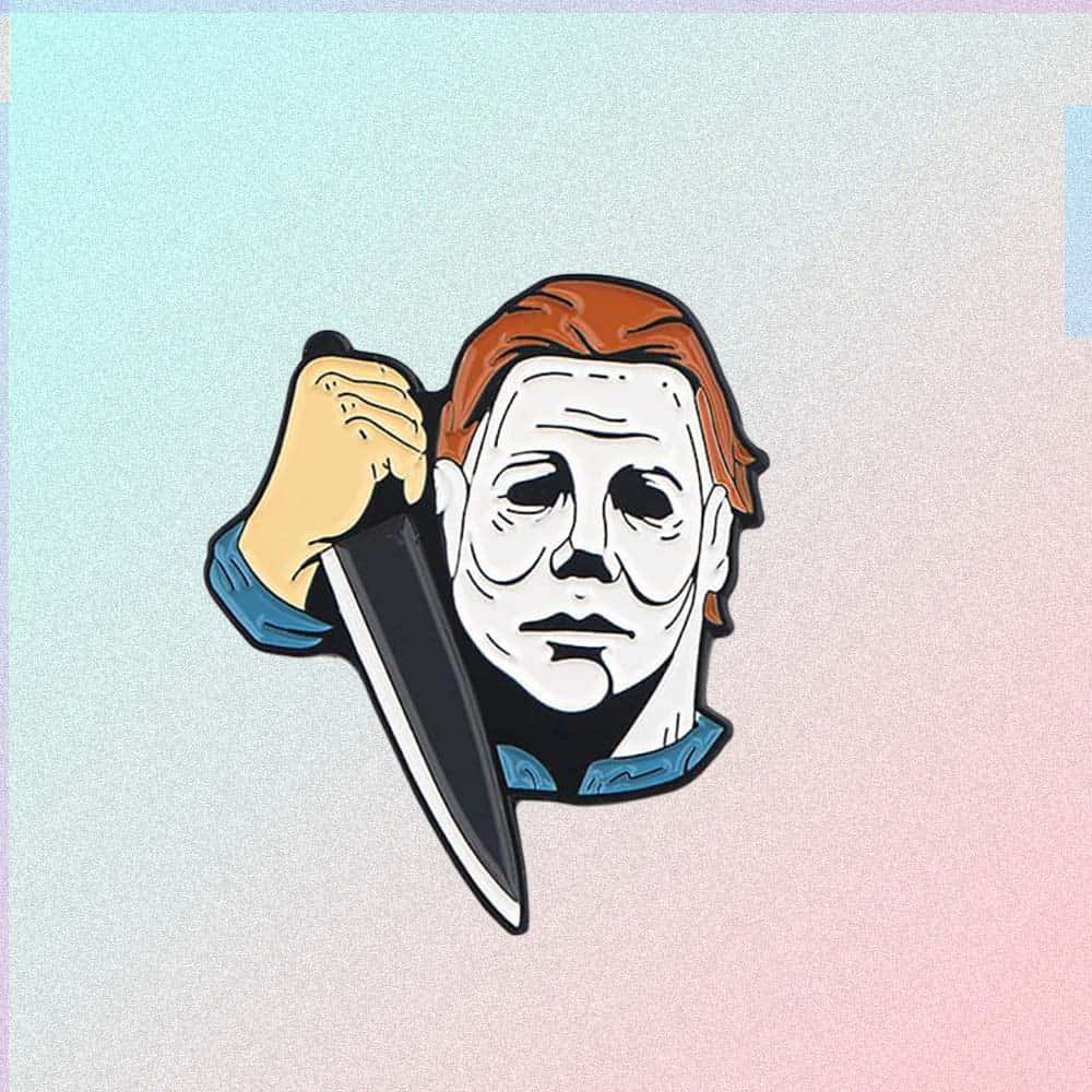 Michael Myers, knife, pastel gradient background, SD Desktop Wallpaper
