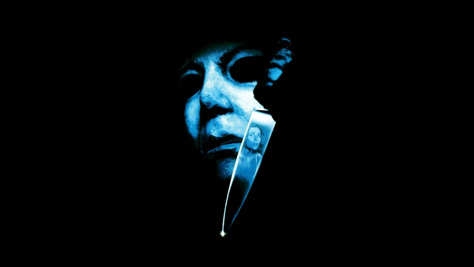 Michael Myers, masked face, blue-lit, Full HD Desktop Wallpaper