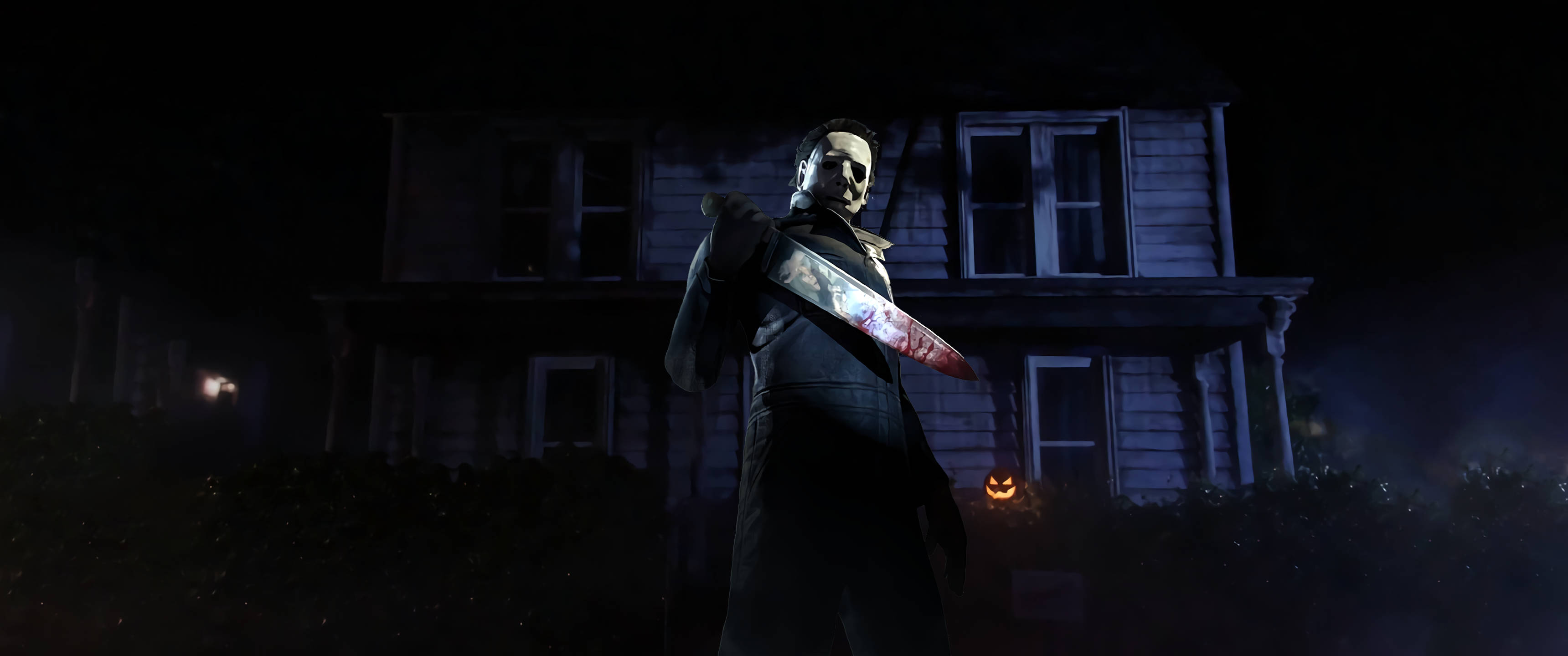 Michael Myers, chainsaw, haunted house, 2K Desktop Wallpaper