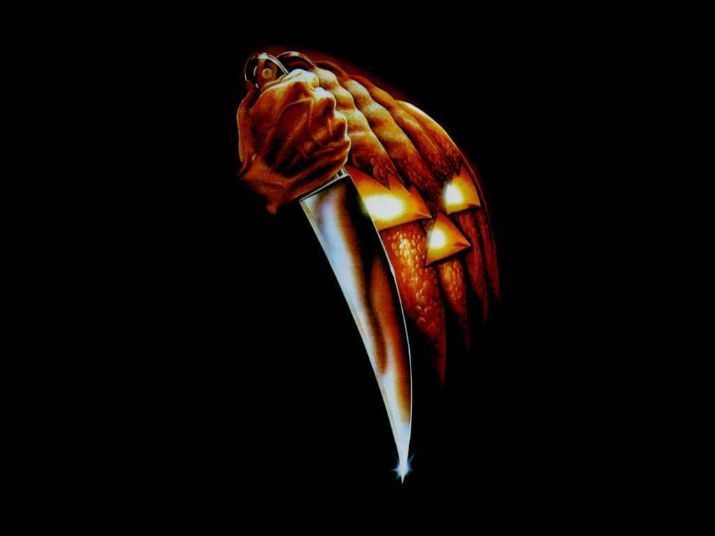Michael Myers, jack-o'-lantern, sharp knife, SD Desktop Wallpaper