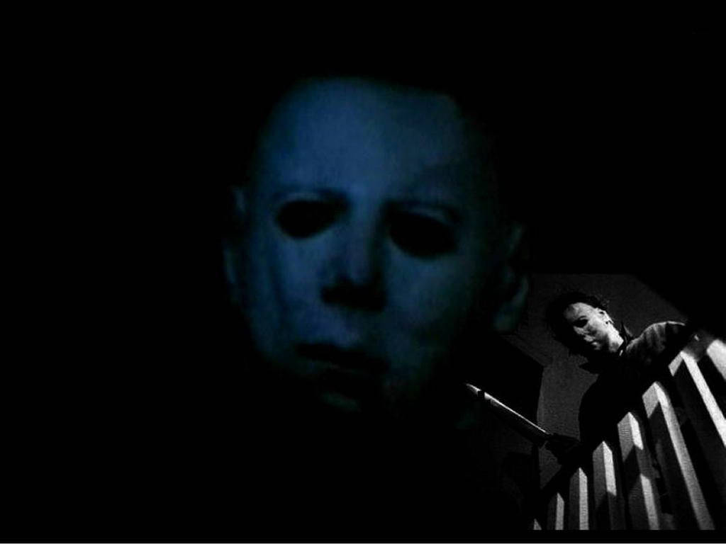 Michael Myers, blue-lit, masked face, SD Desktop Wallpaper