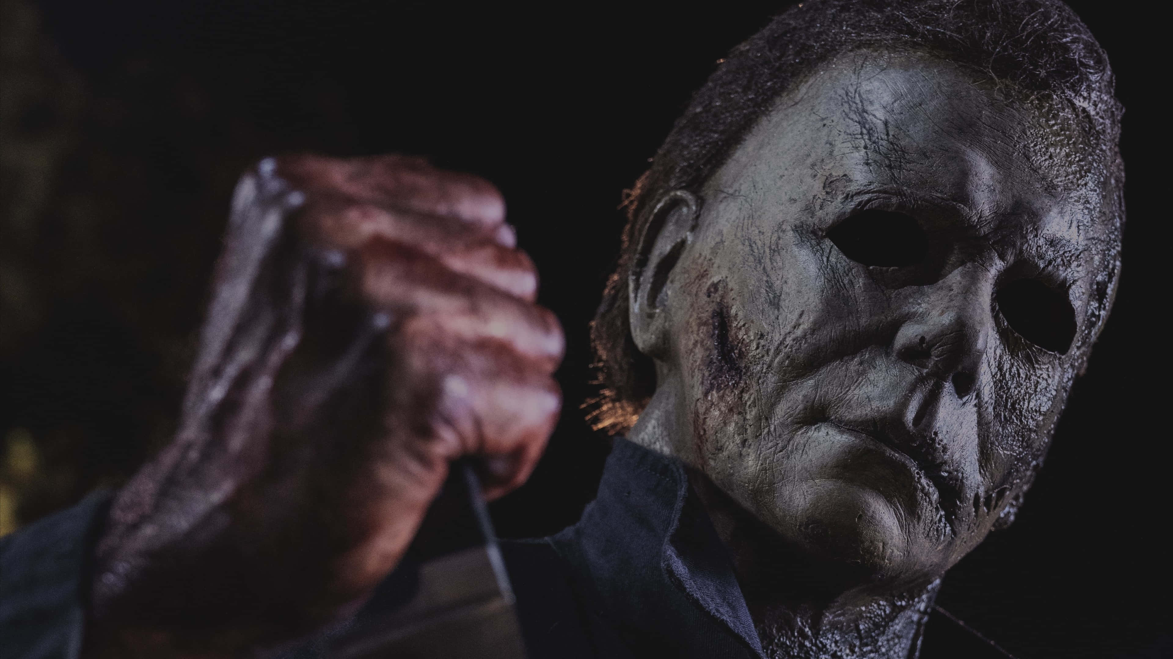 Michael Myers, white mask, knife, 4K Desktop Wallpaper