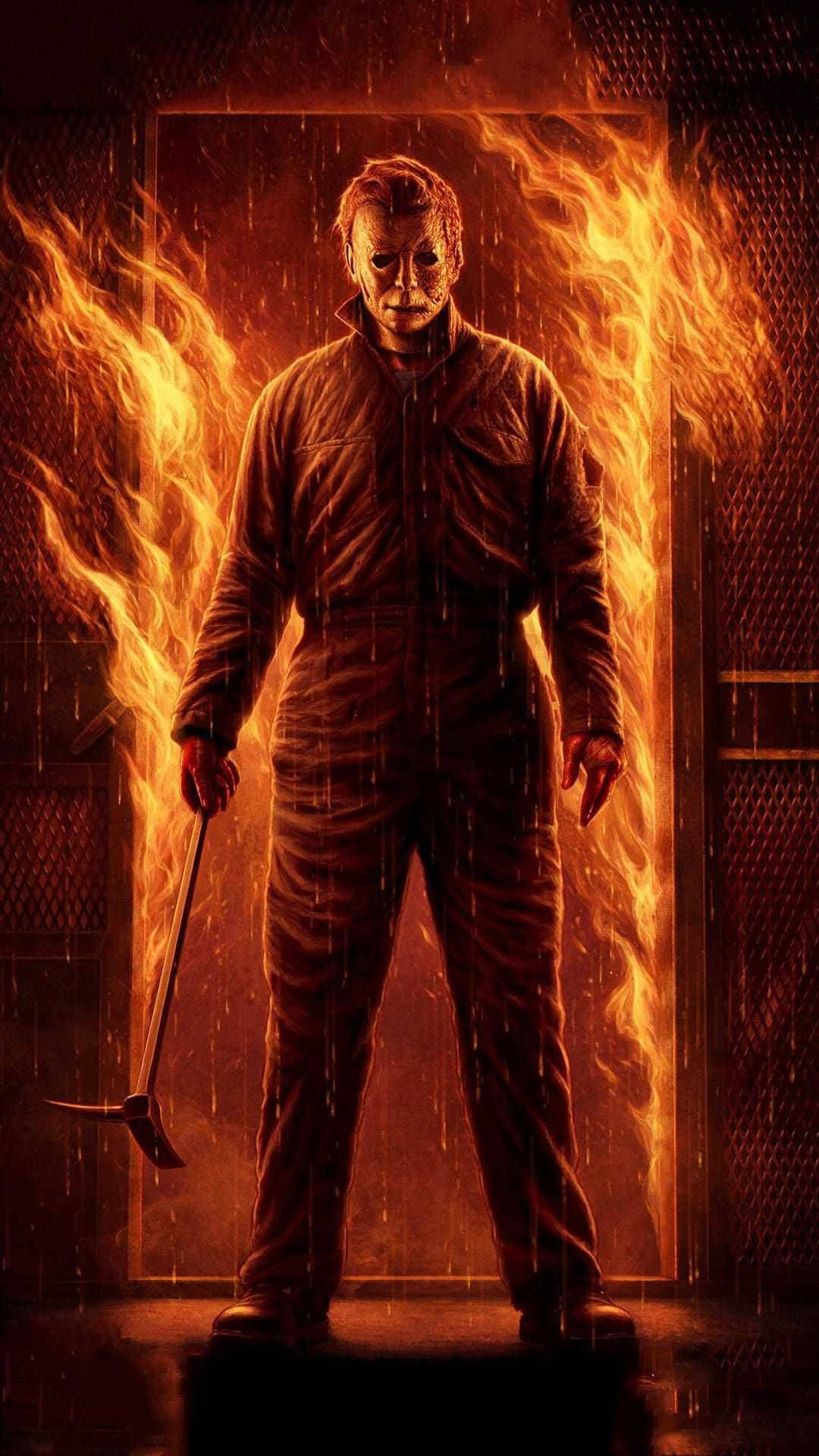 Michael Myers, machete, doorway, Full HD Phone Wallpaper