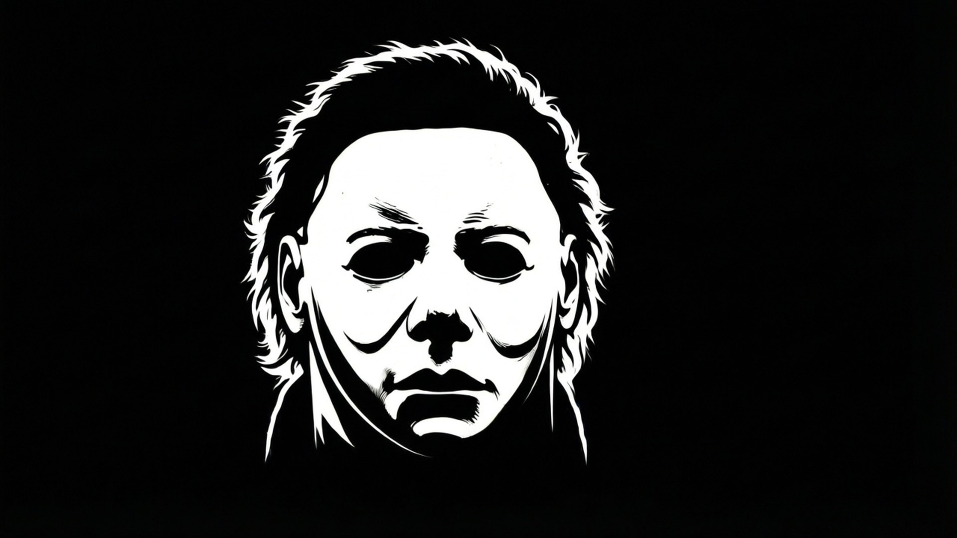 Michael Myers, iconic mask, stark white silhouette, Full HD Desktop Wallpaper